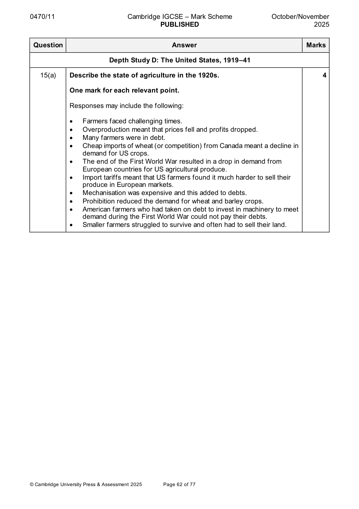 Mark scheme, page 62 of 77