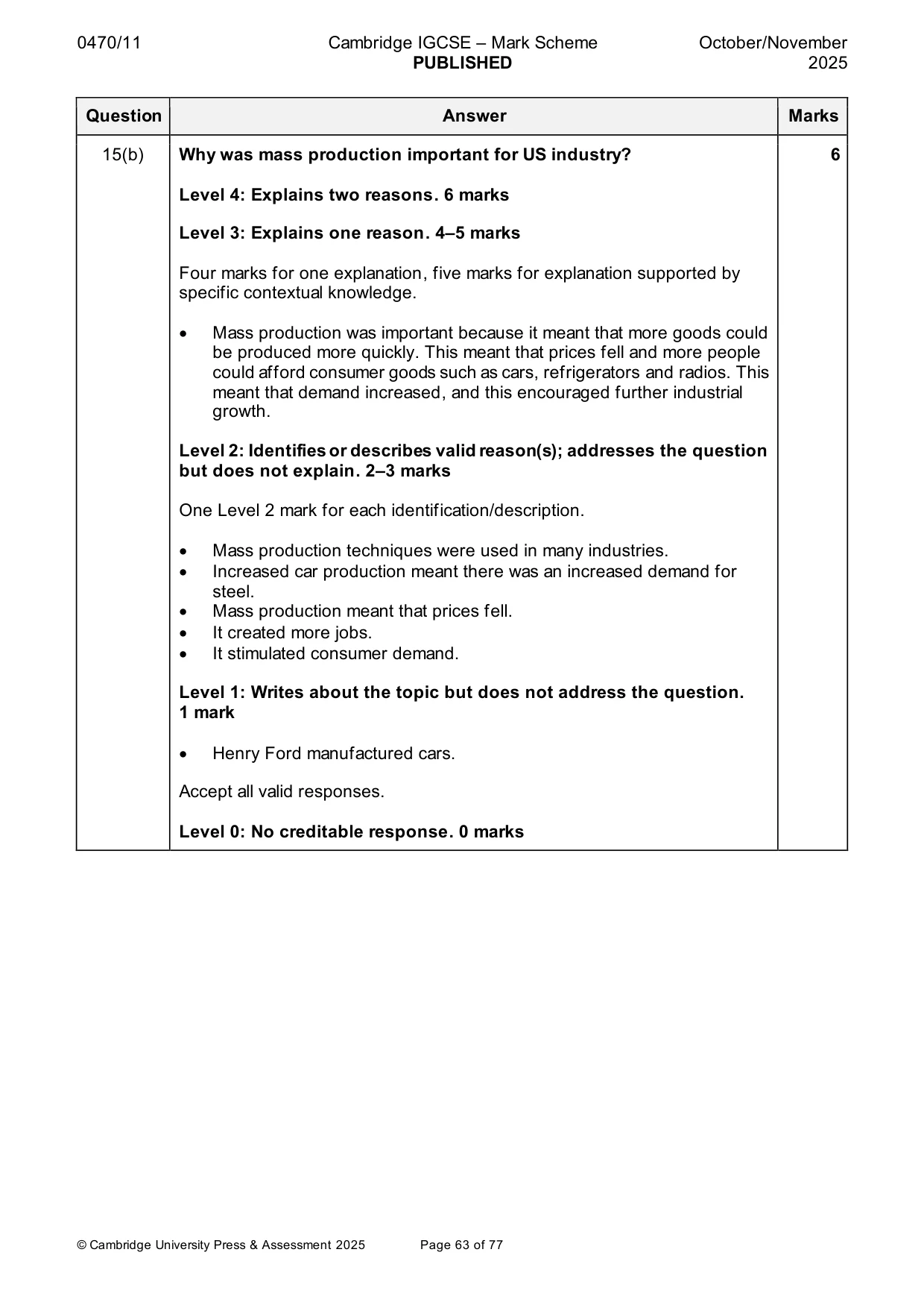 Mark scheme, page 63 of 77