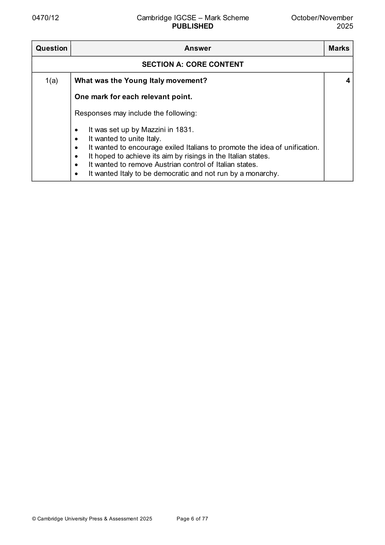 Mark scheme, page 6 of 77