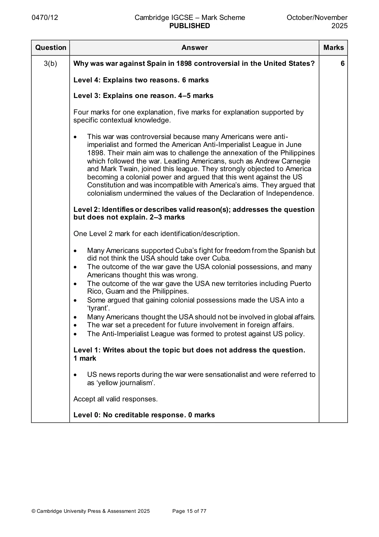 Mark scheme, page 15 of 77