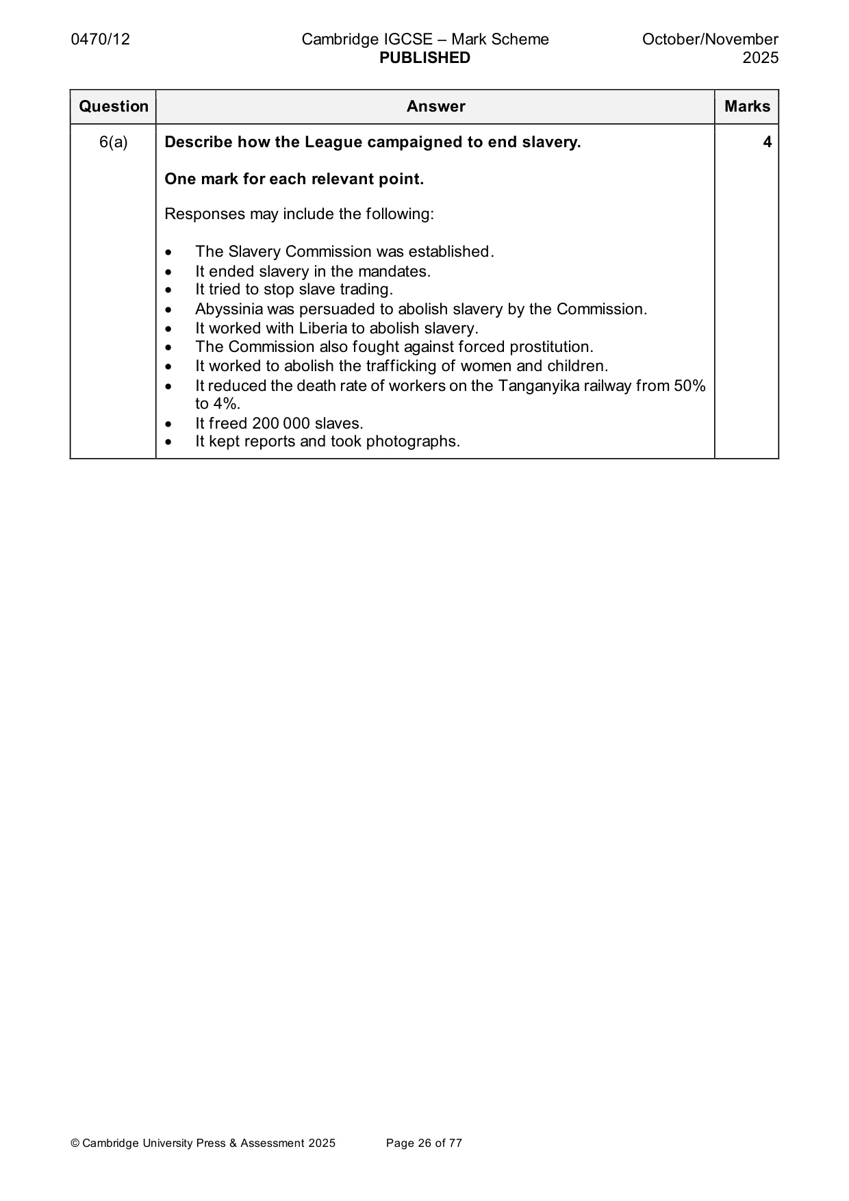Mark scheme, page 26 of 77