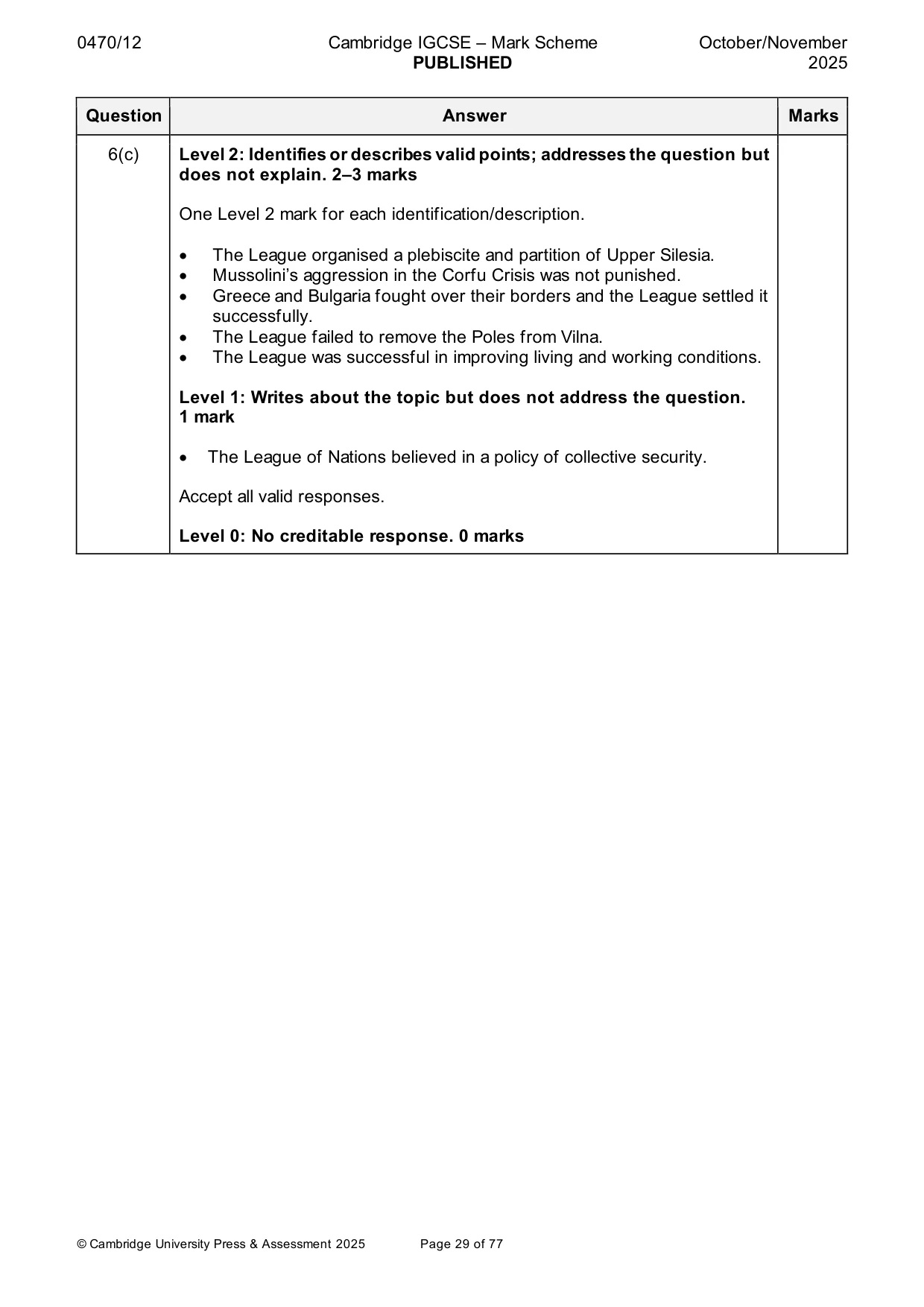 Mark scheme, page 29 of 77