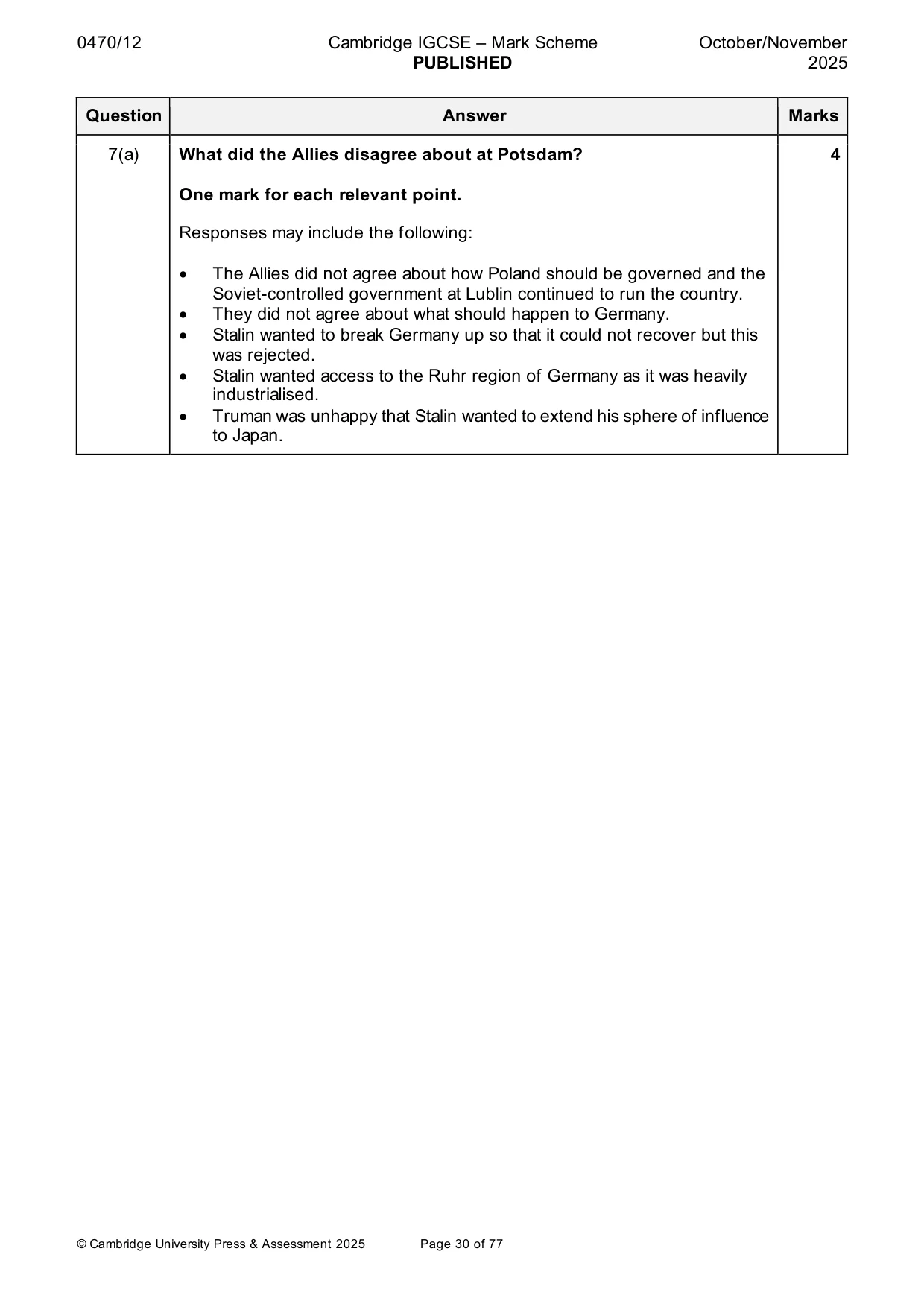 Mark scheme, page 30 of 77