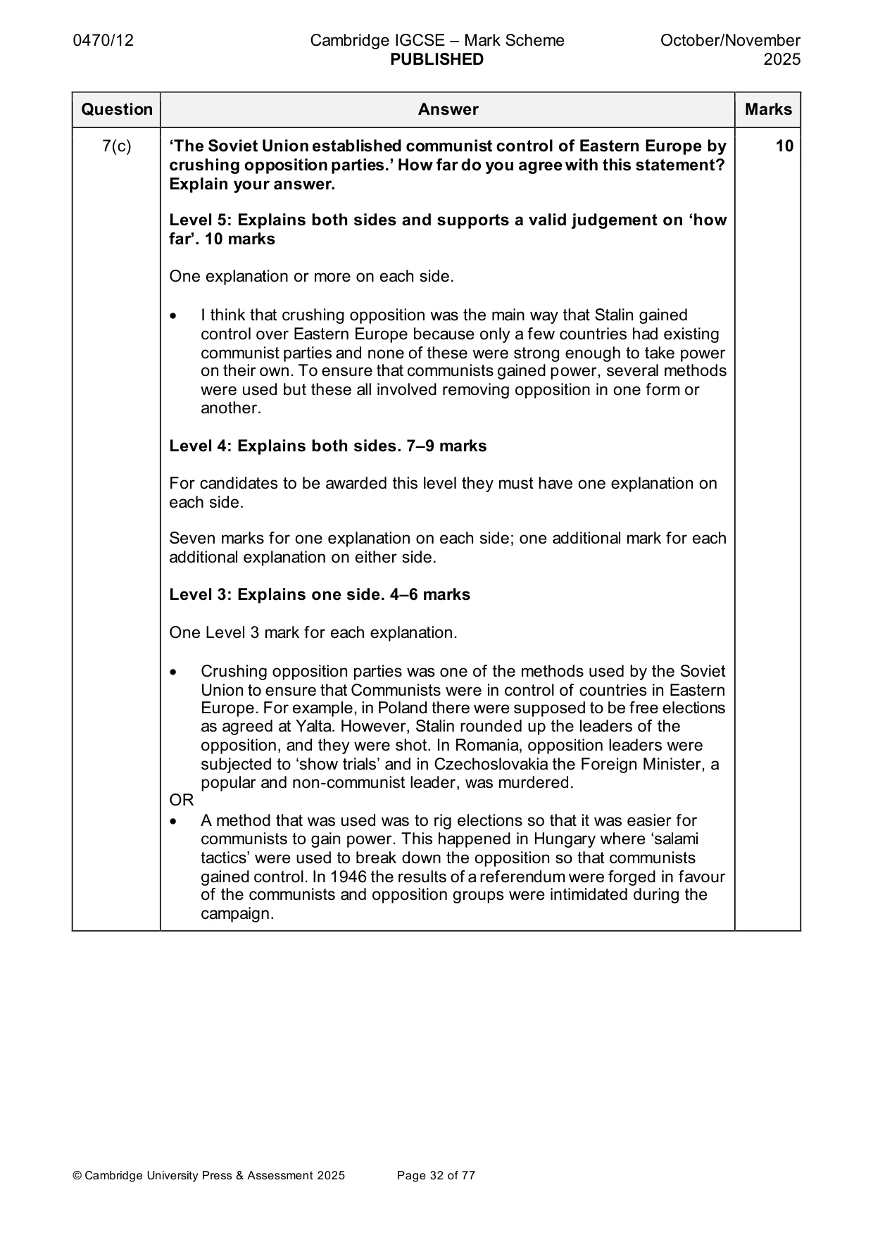 Mark scheme, page 32 of 77
