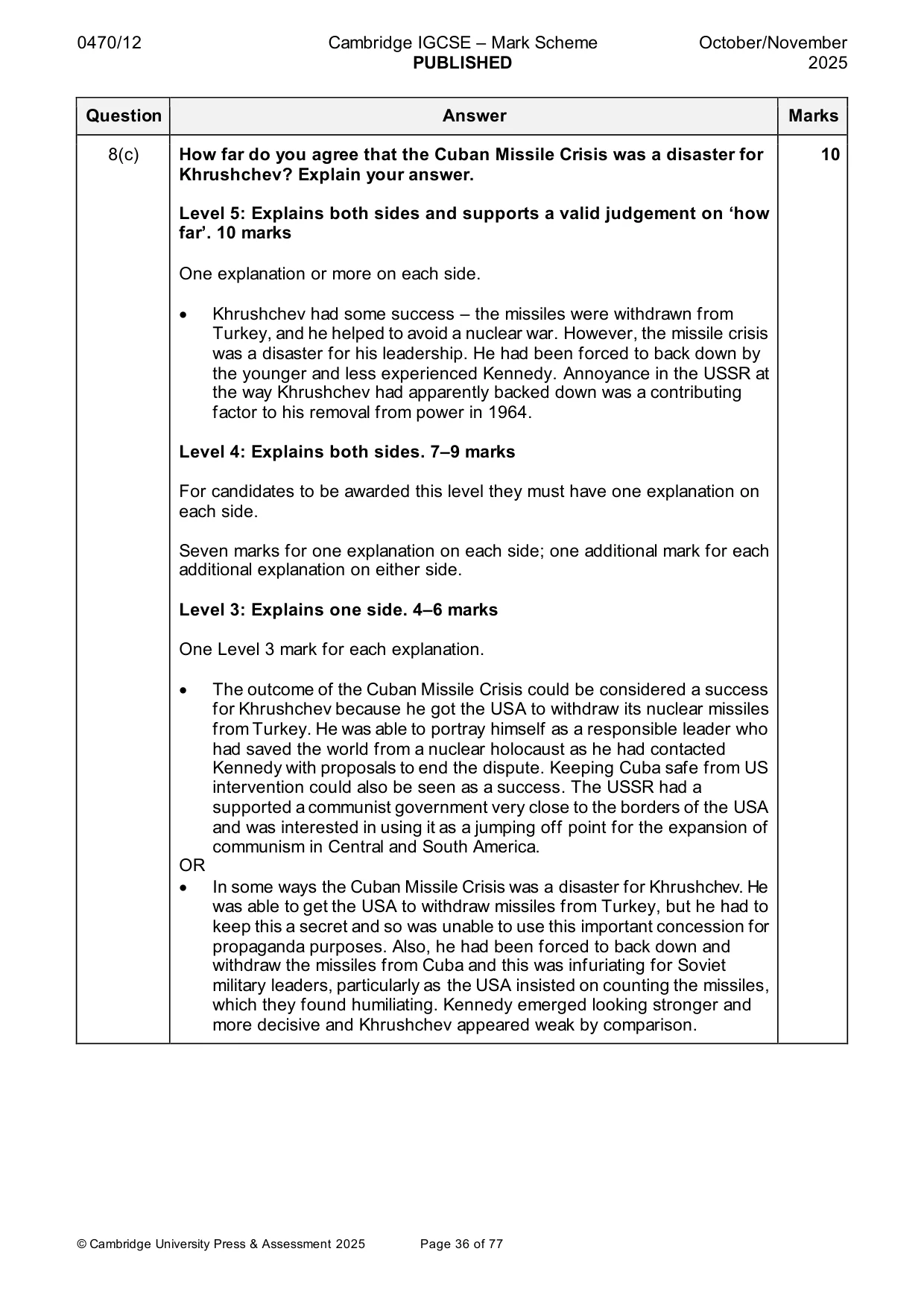 Mark scheme, page 36 of 77