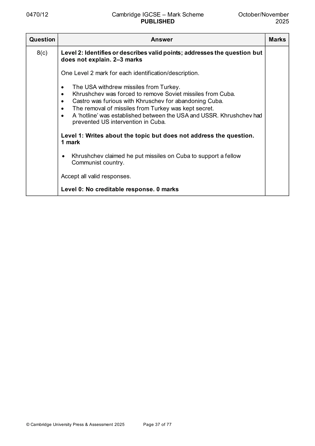 Mark scheme, page 37 of 77