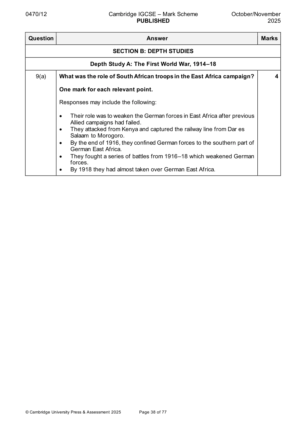 Mark scheme, page 38 of 77