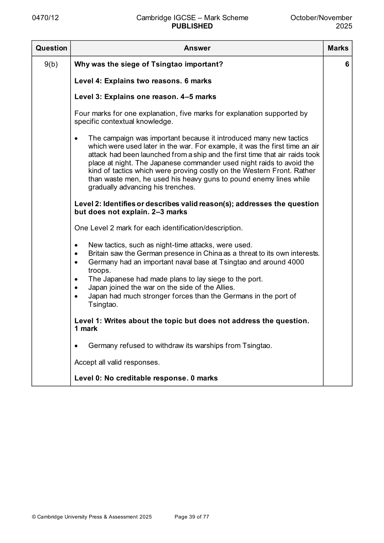 Mark scheme, page 39 of 77