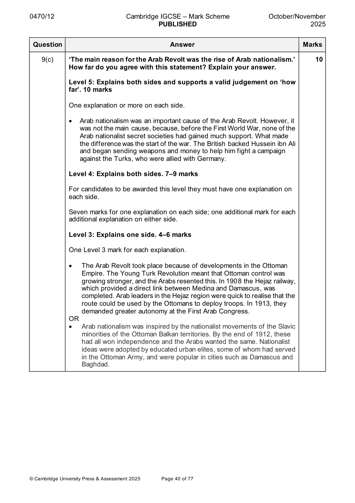Mark scheme, page 40 of 77