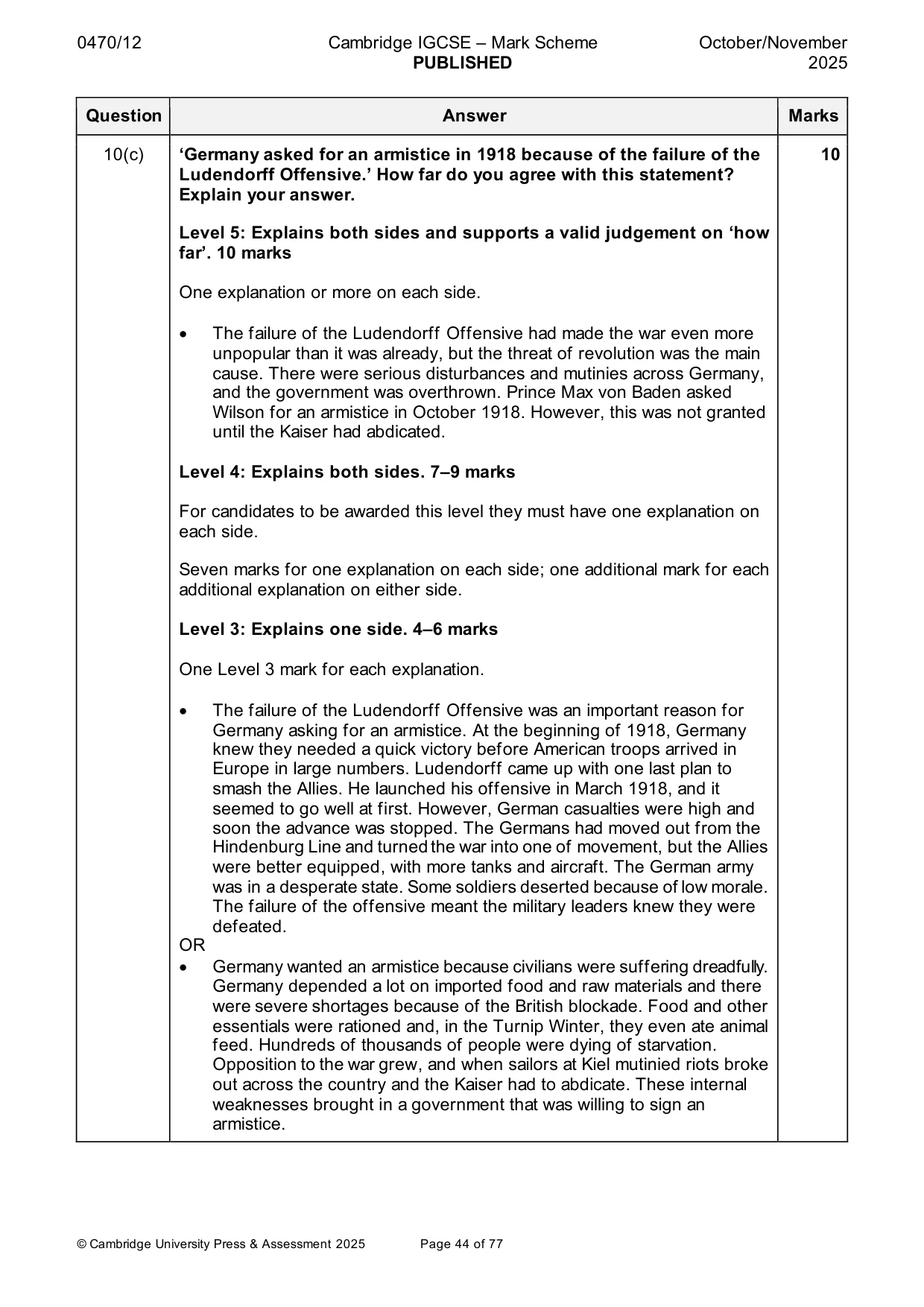 Mark scheme, page 44 of 77