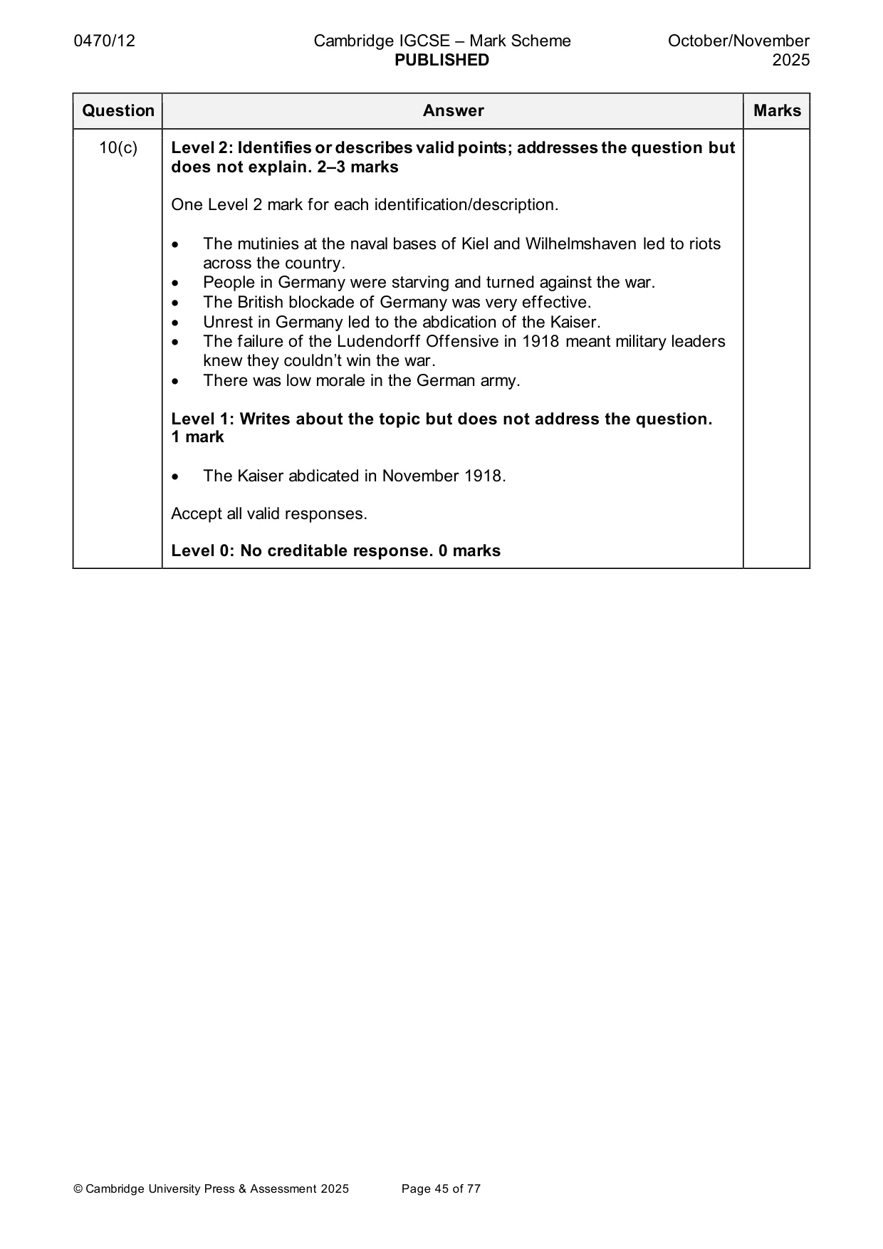 Mark scheme, page 45 of 77