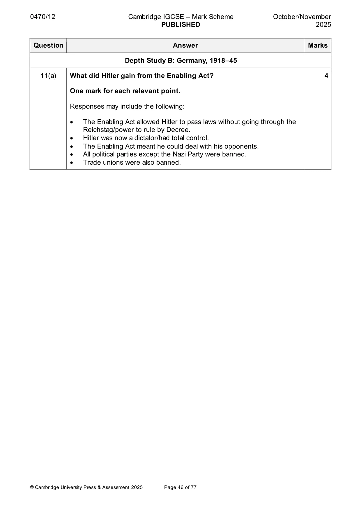 Mark scheme, page 46 of 77
