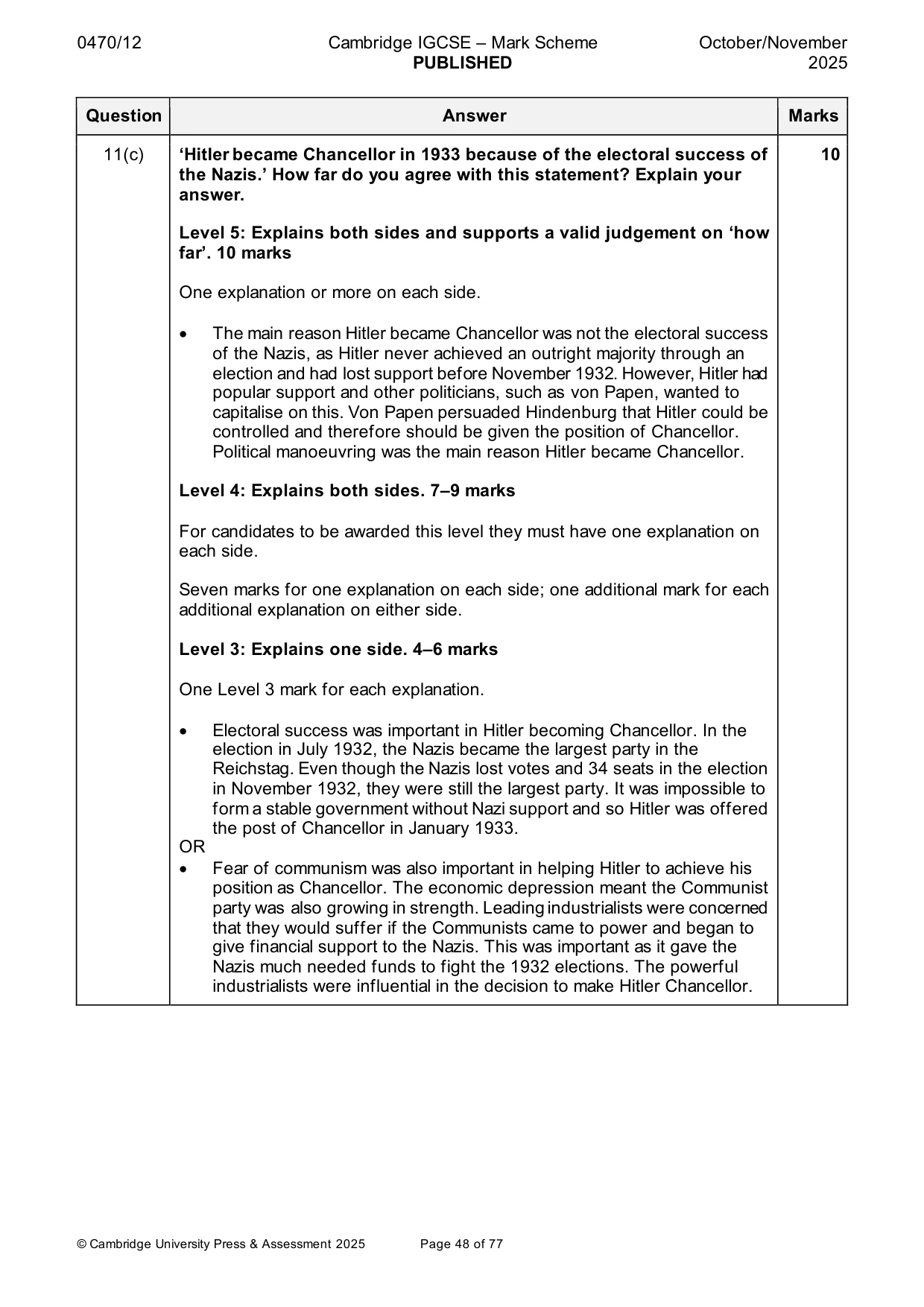 Mark scheme, page 48 of 77
