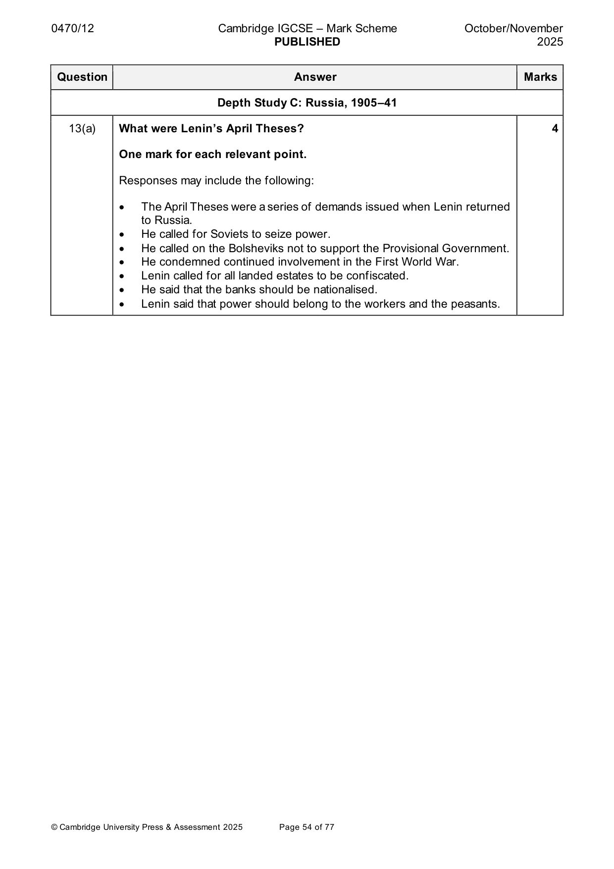 Mark scheme, page 54 of 77