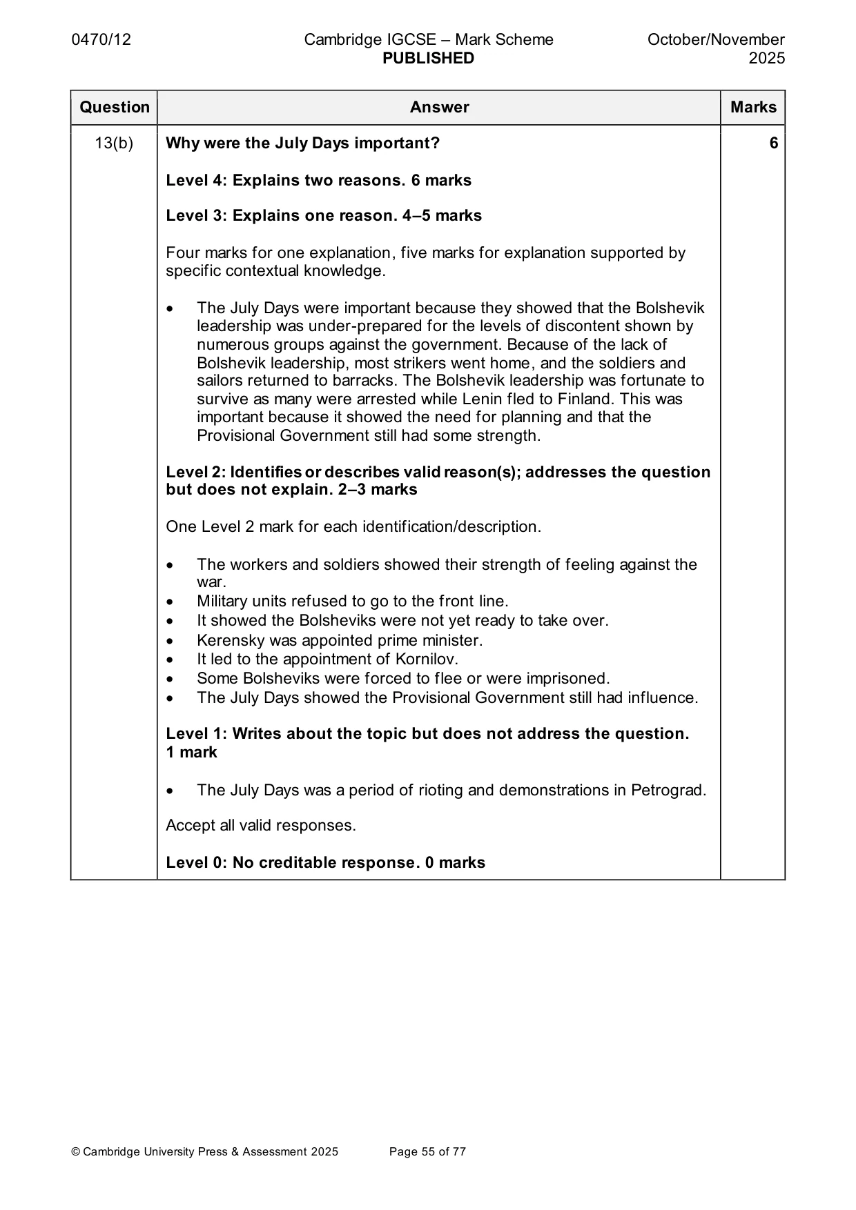 Mark scheme, page 55 of 77