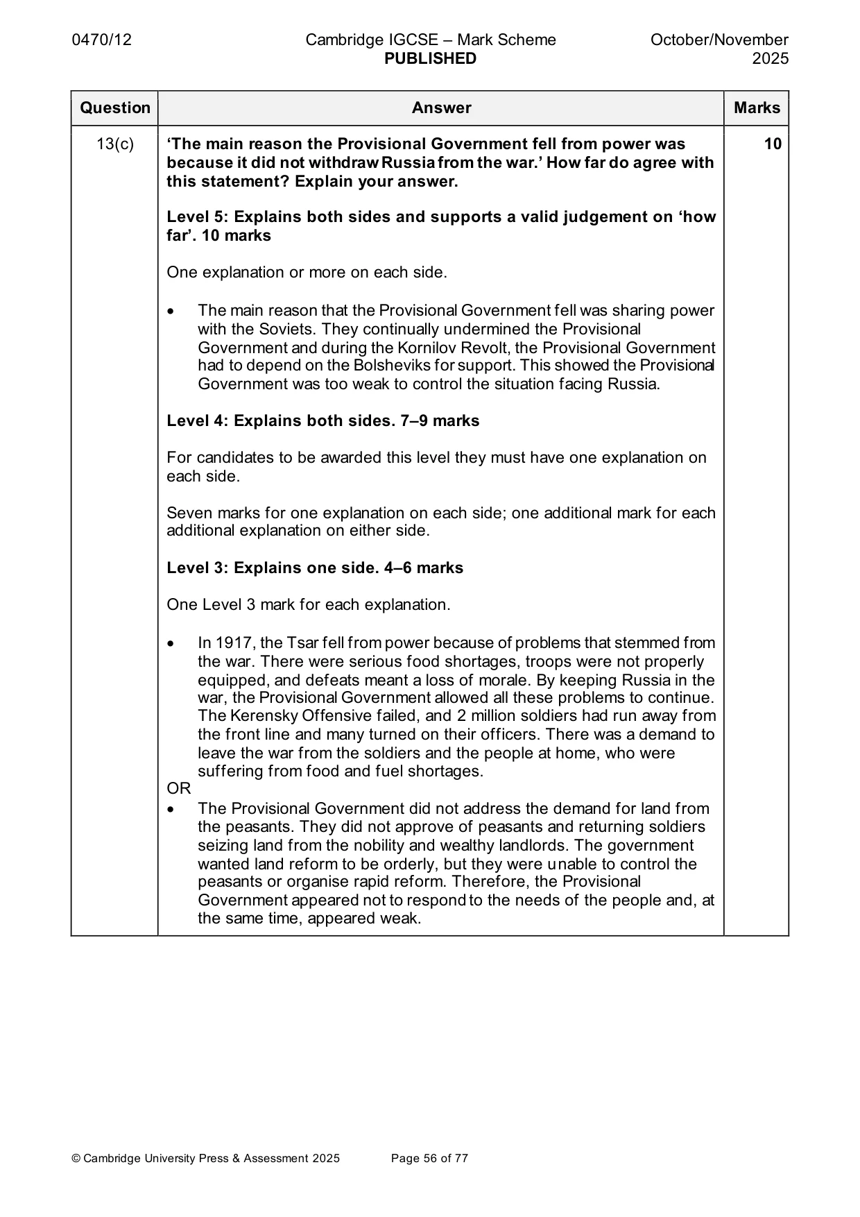 Mark scheme, page 56 of 77