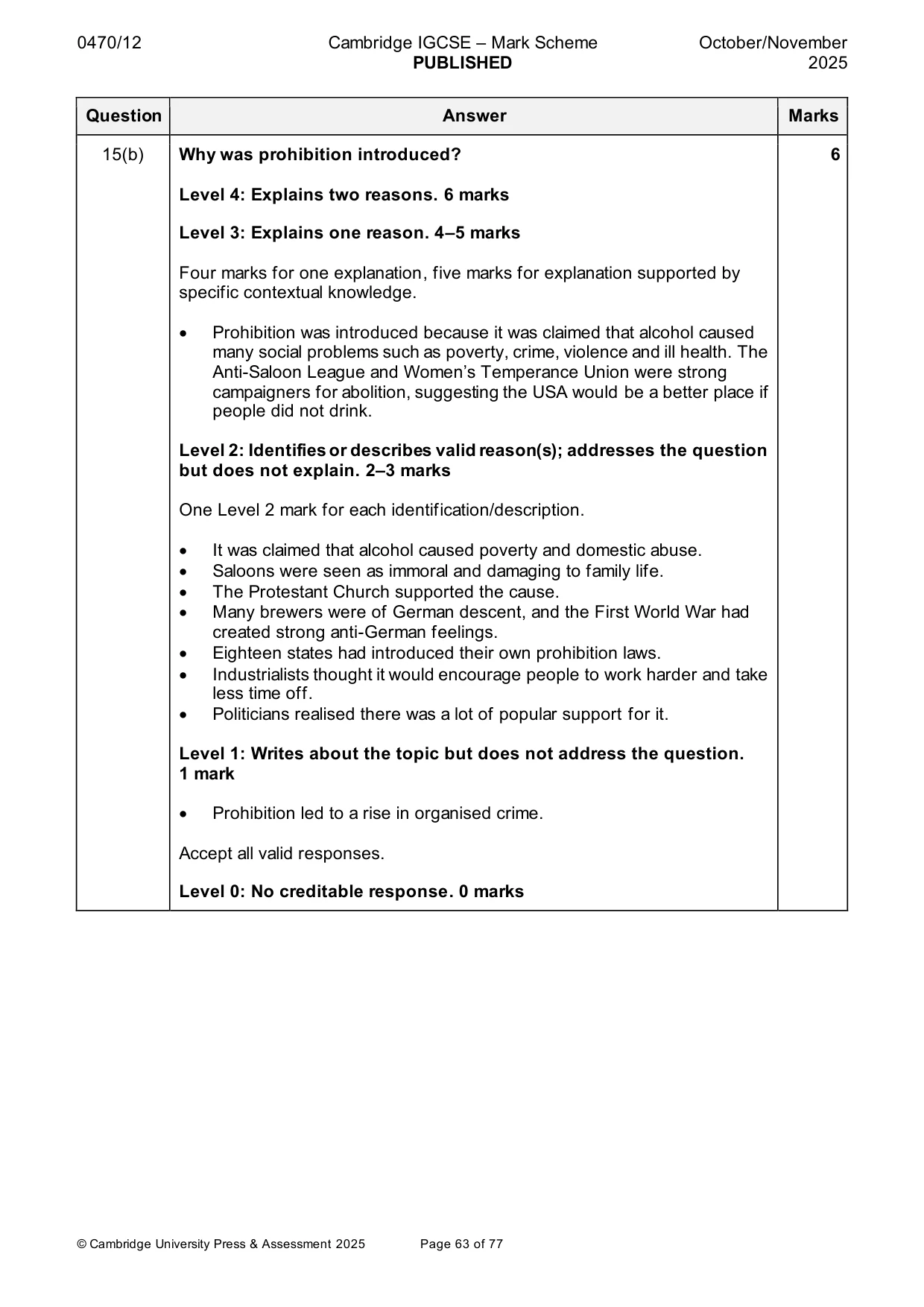 Mark scheme, page 63 of 77