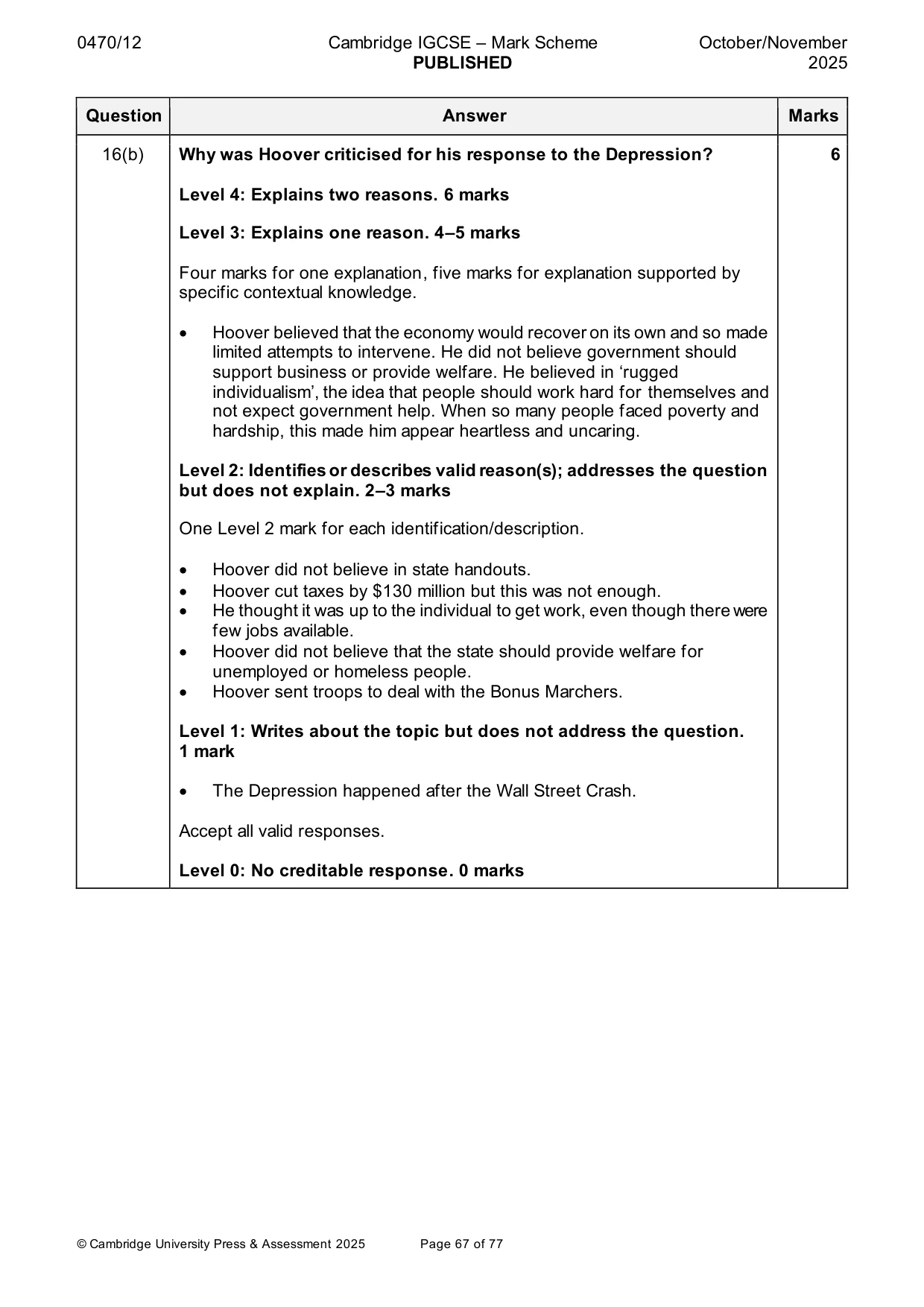 Mark scheme, page 67 of 77