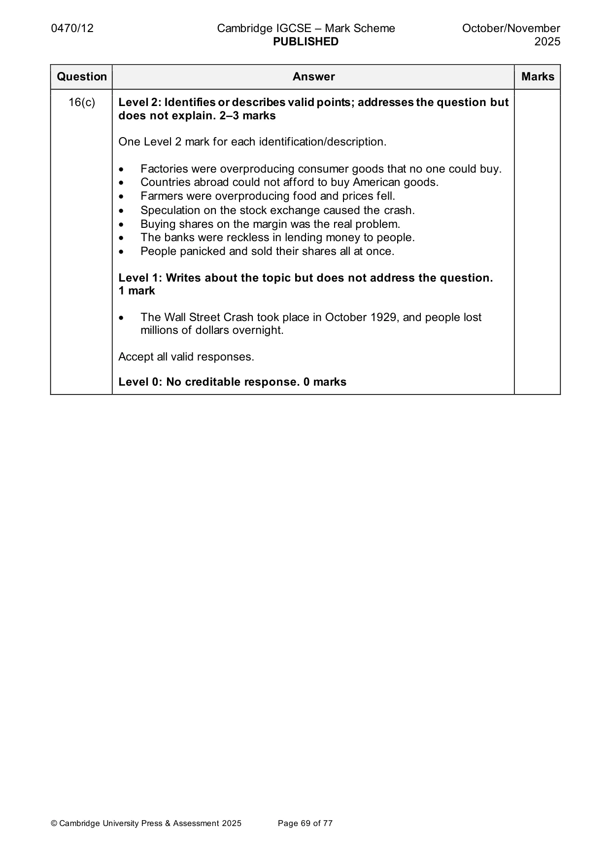 Mark scheme, page 69 of 77