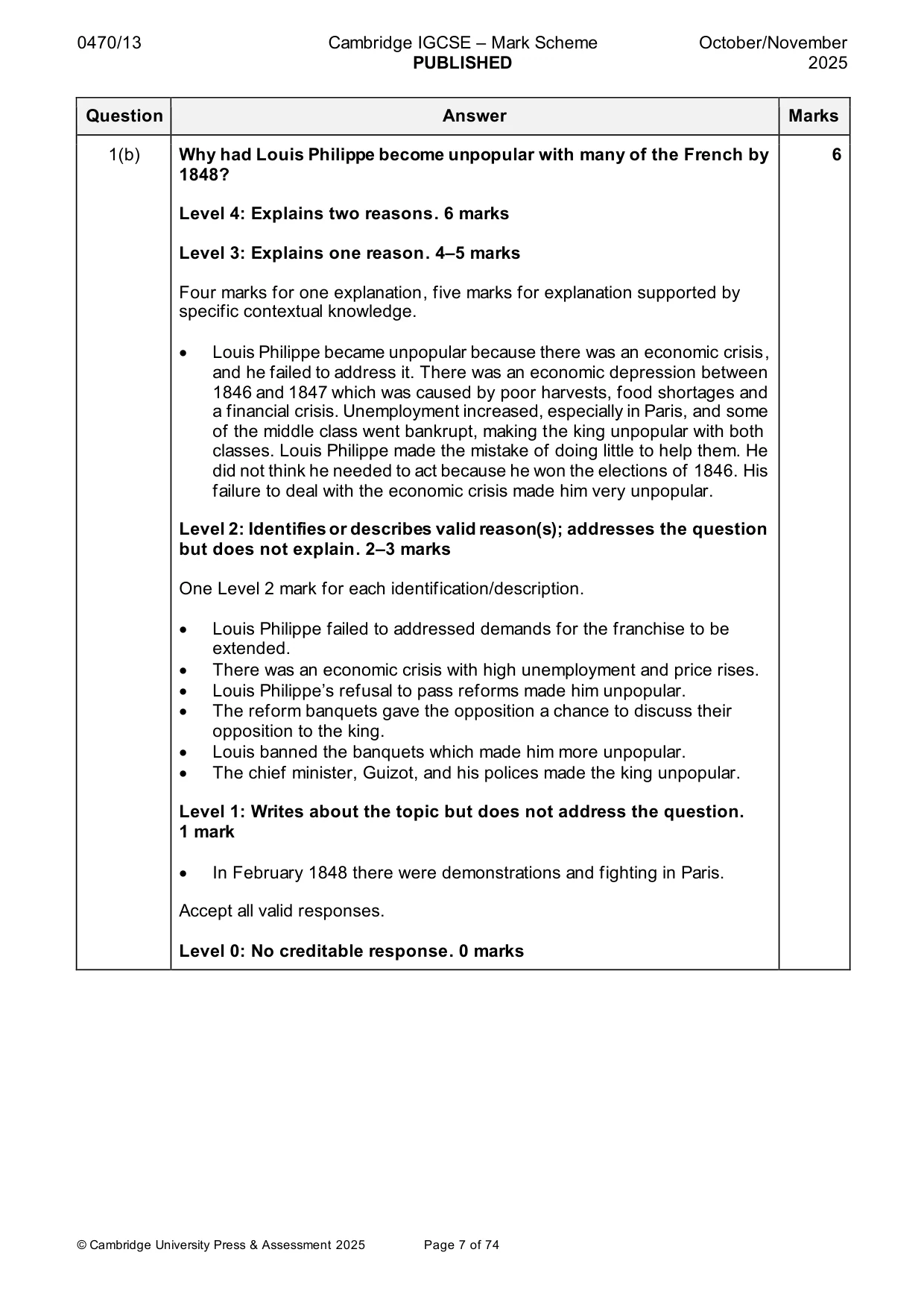 Mark scheme, page 7 of 74
