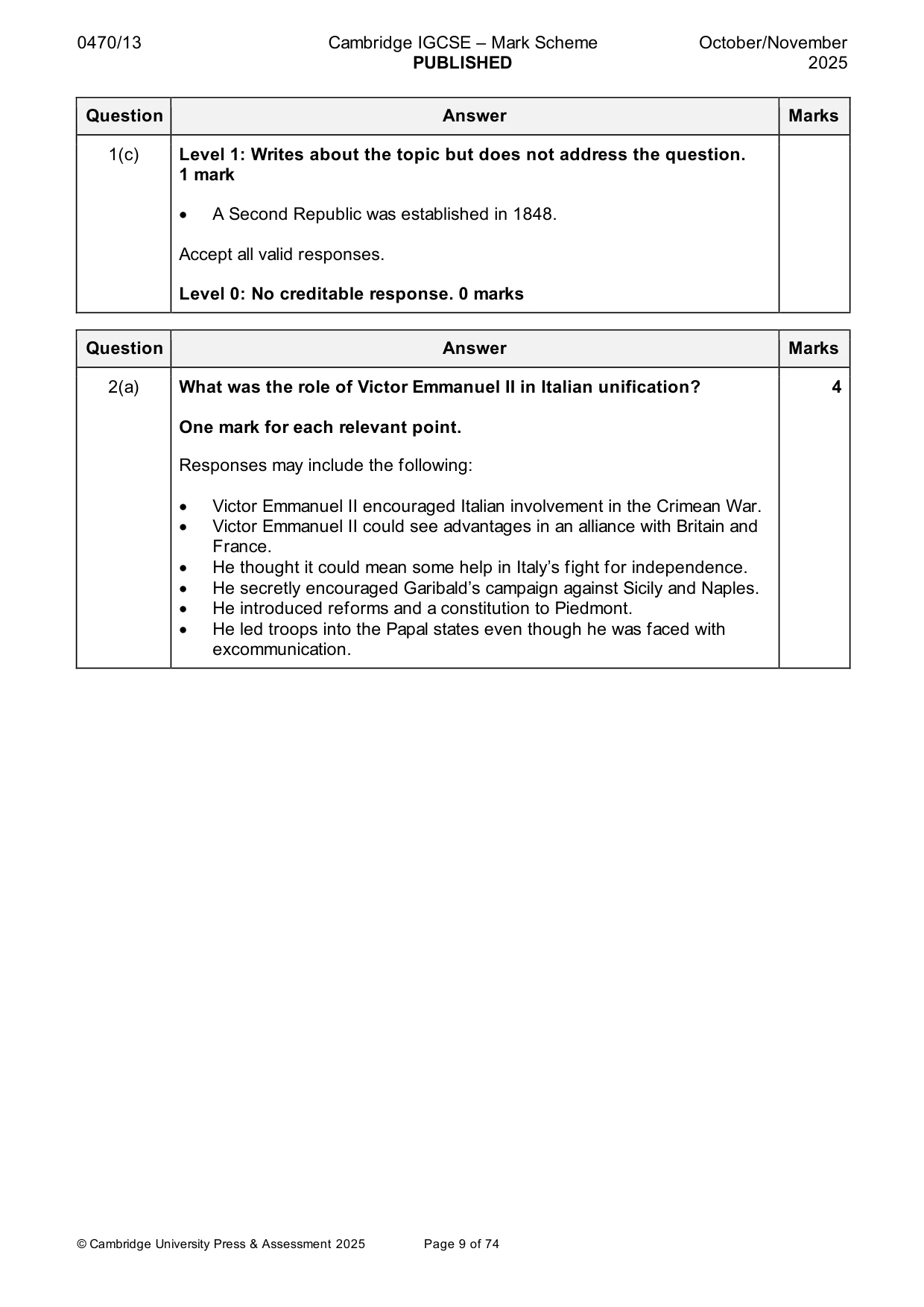 Mark scheme, page 9 of 74