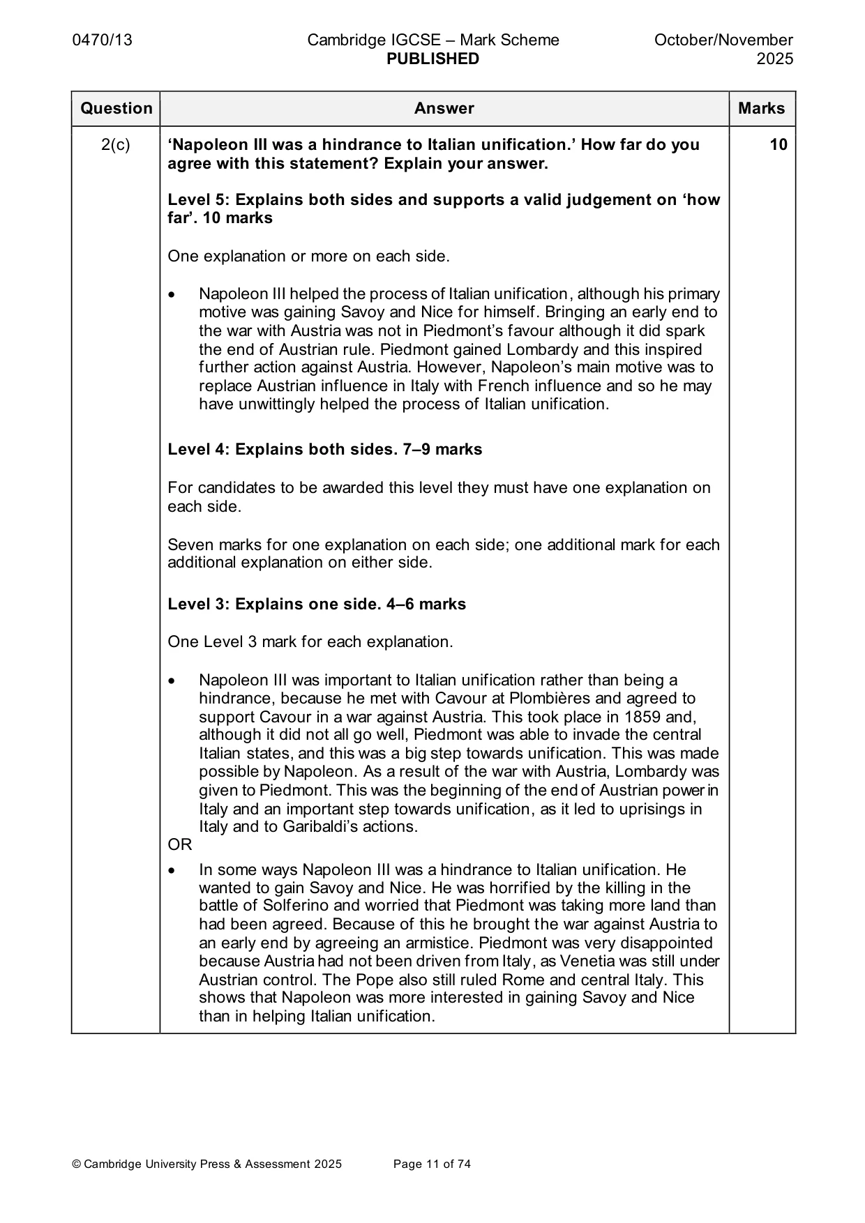 Mark scheme, page 11 of 74