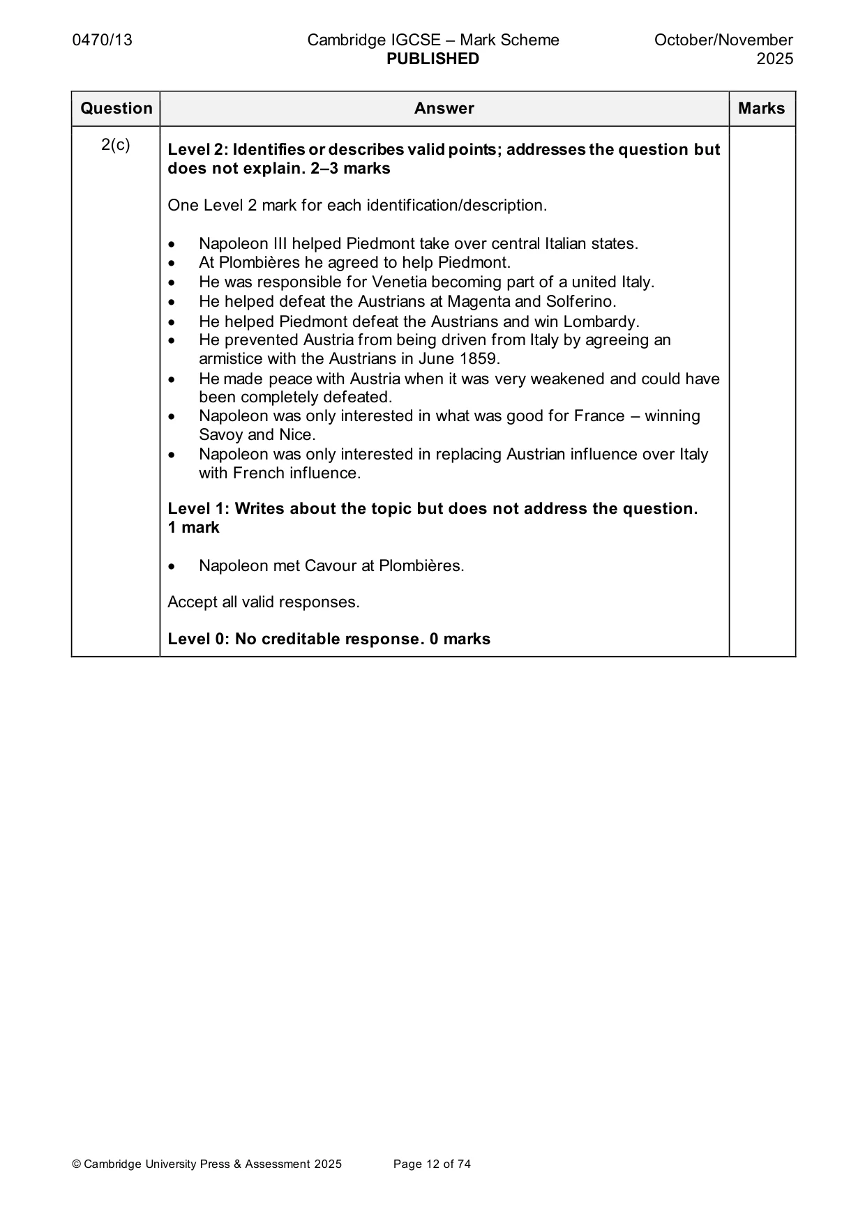 Mark scheme, page 12 of 74