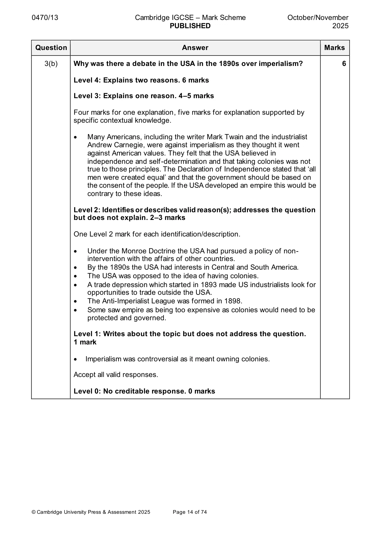 Mark scheme, page 14 of 74