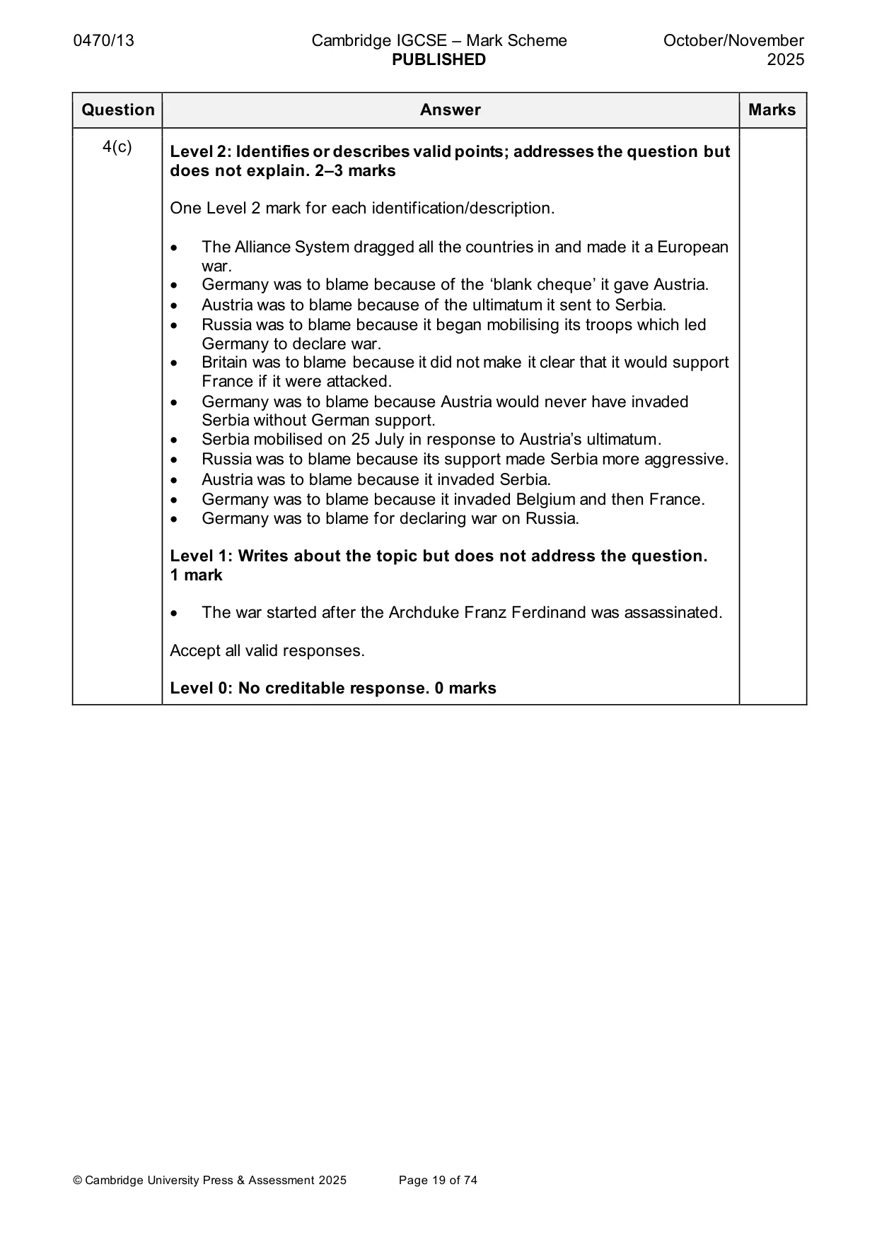 Mark scheme, page 19 of 74