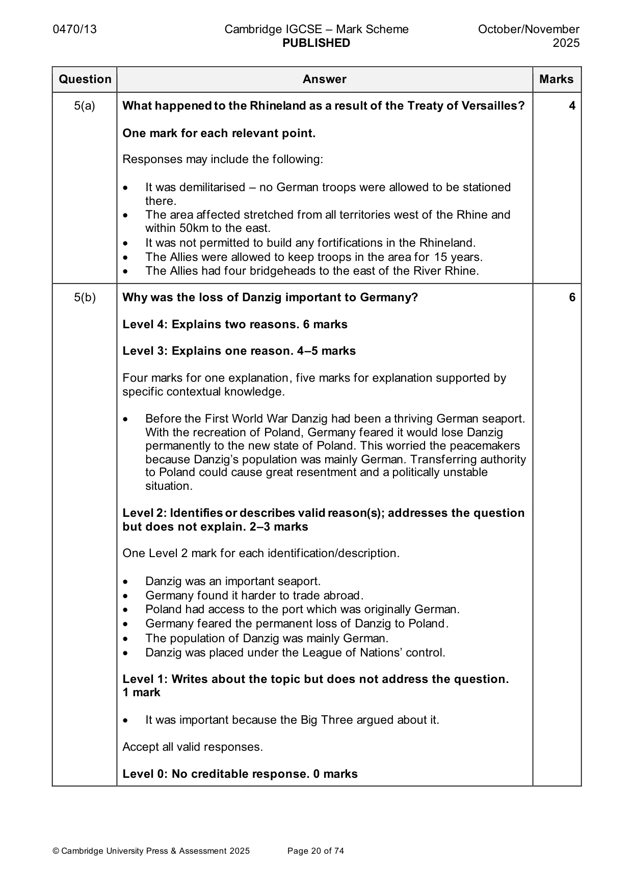 Mark scheme, page 20 of 74