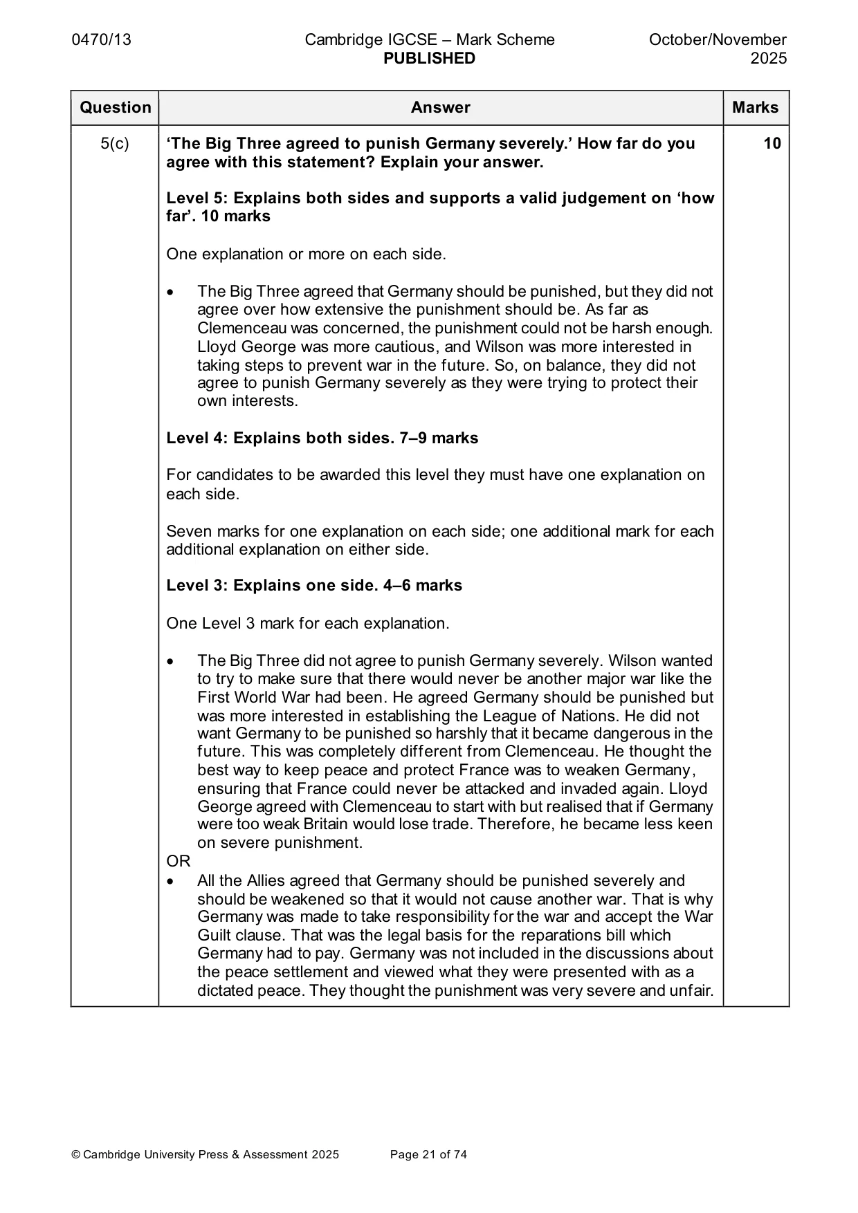 Mark scheme, page 21 of 74