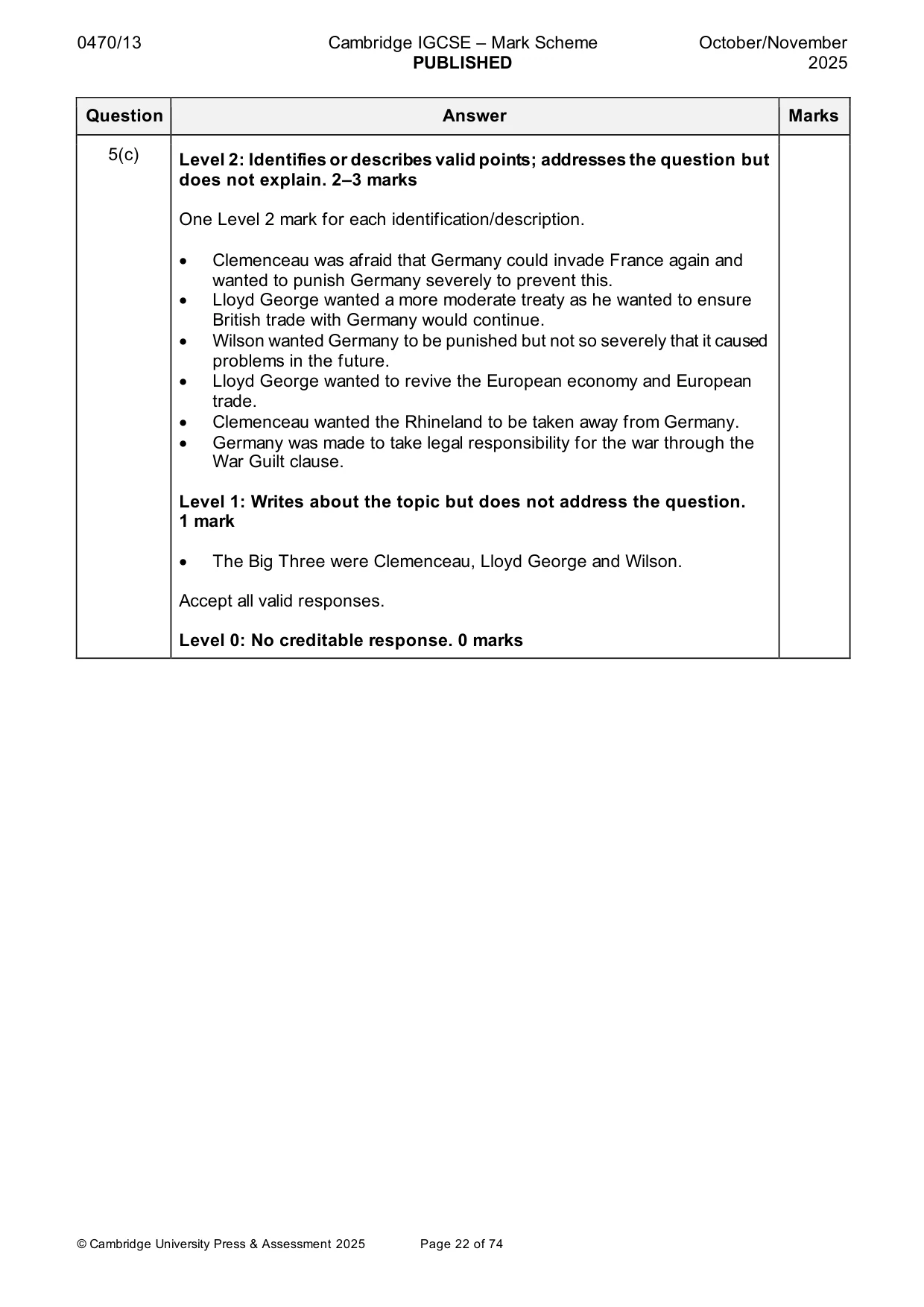 Mark scheme, page 22 of 74