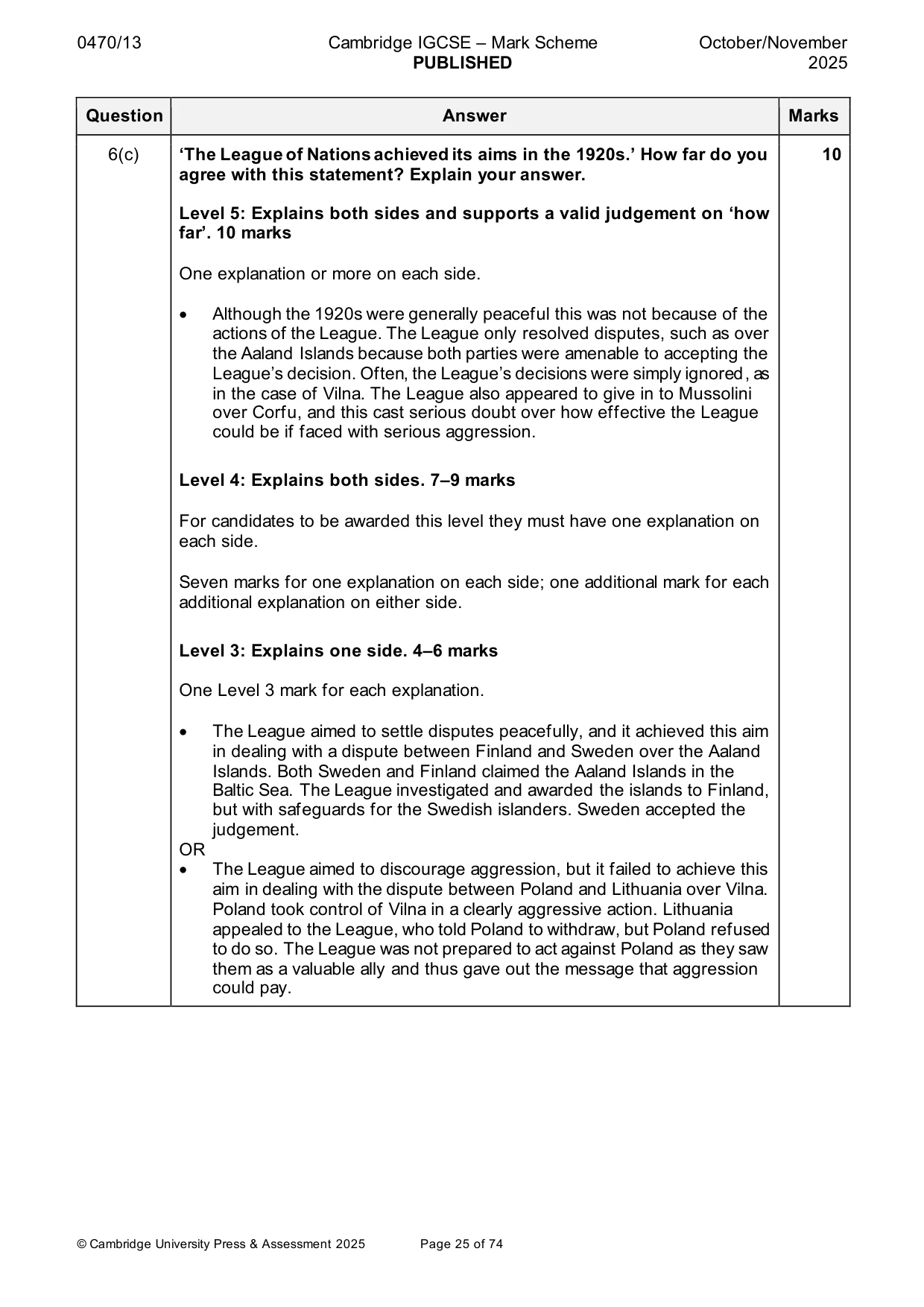 Mark scheme, page 25 of 74