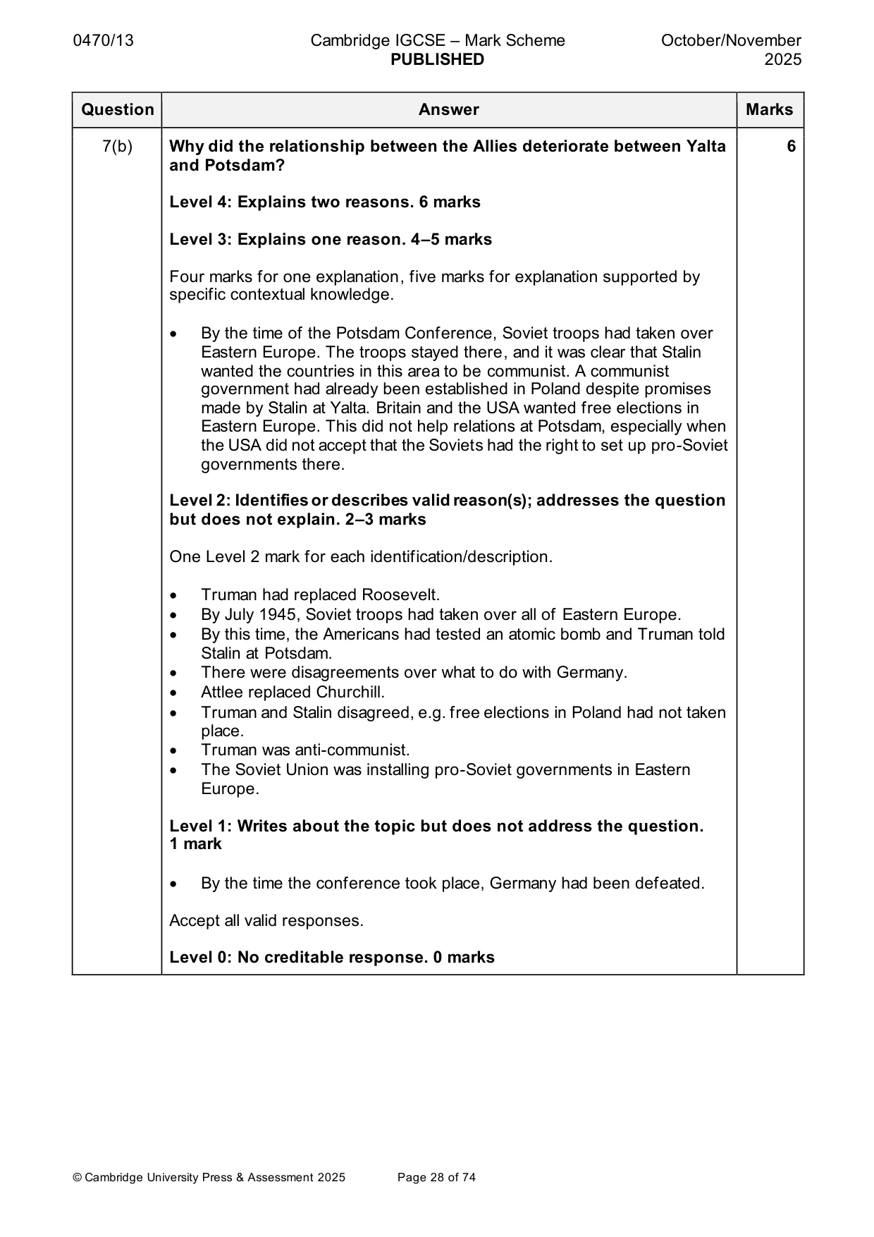 Mark scheme, page 28 of 74