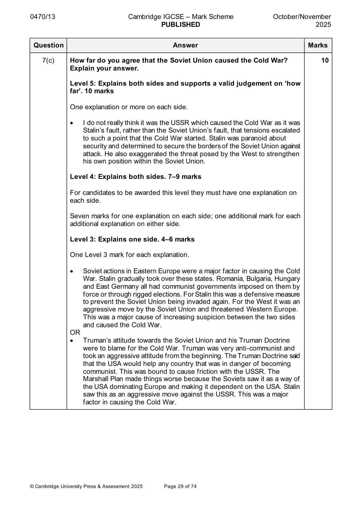 Mark scheme, page 29 of 74