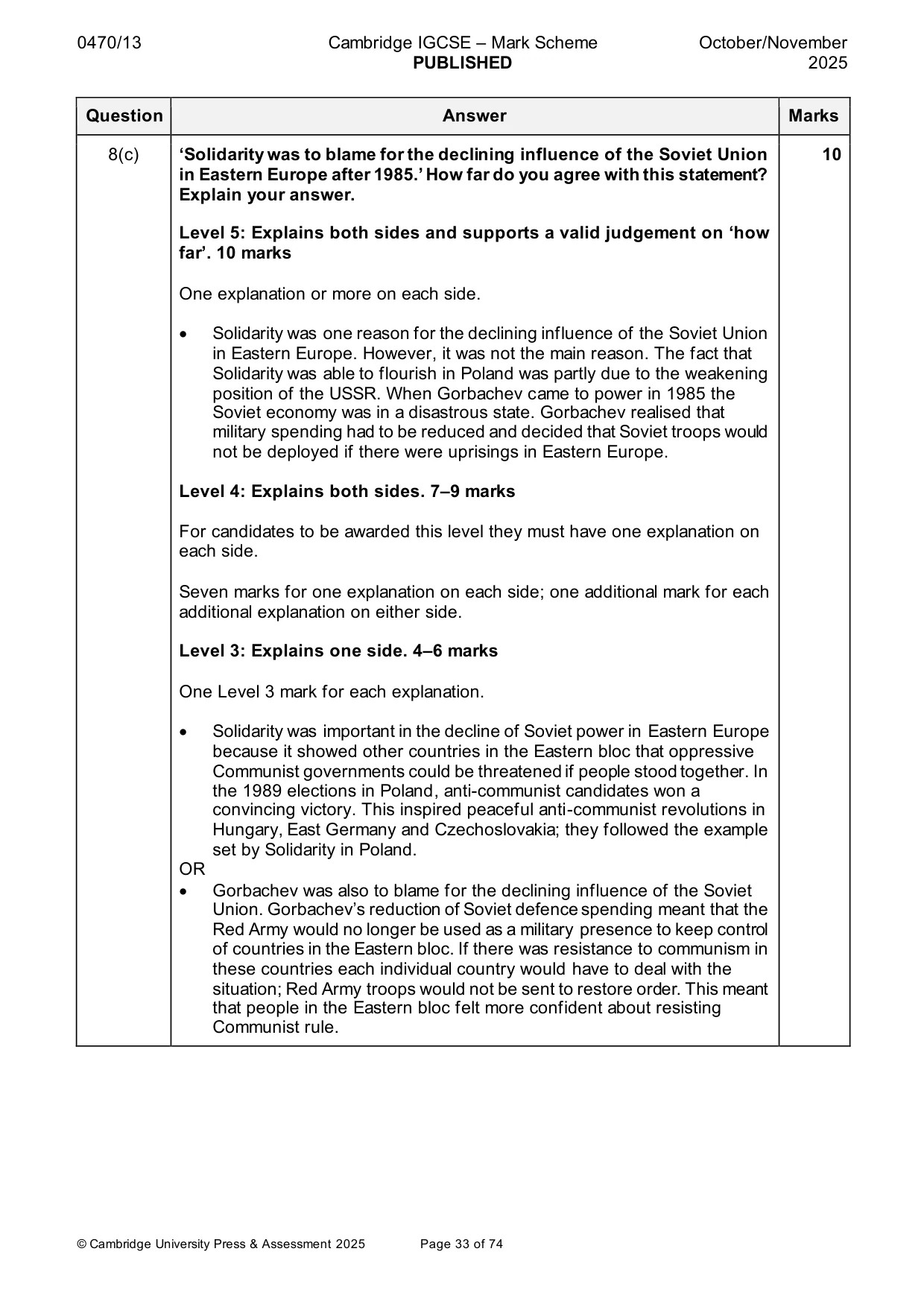 Mark scheme, page 33 of 74