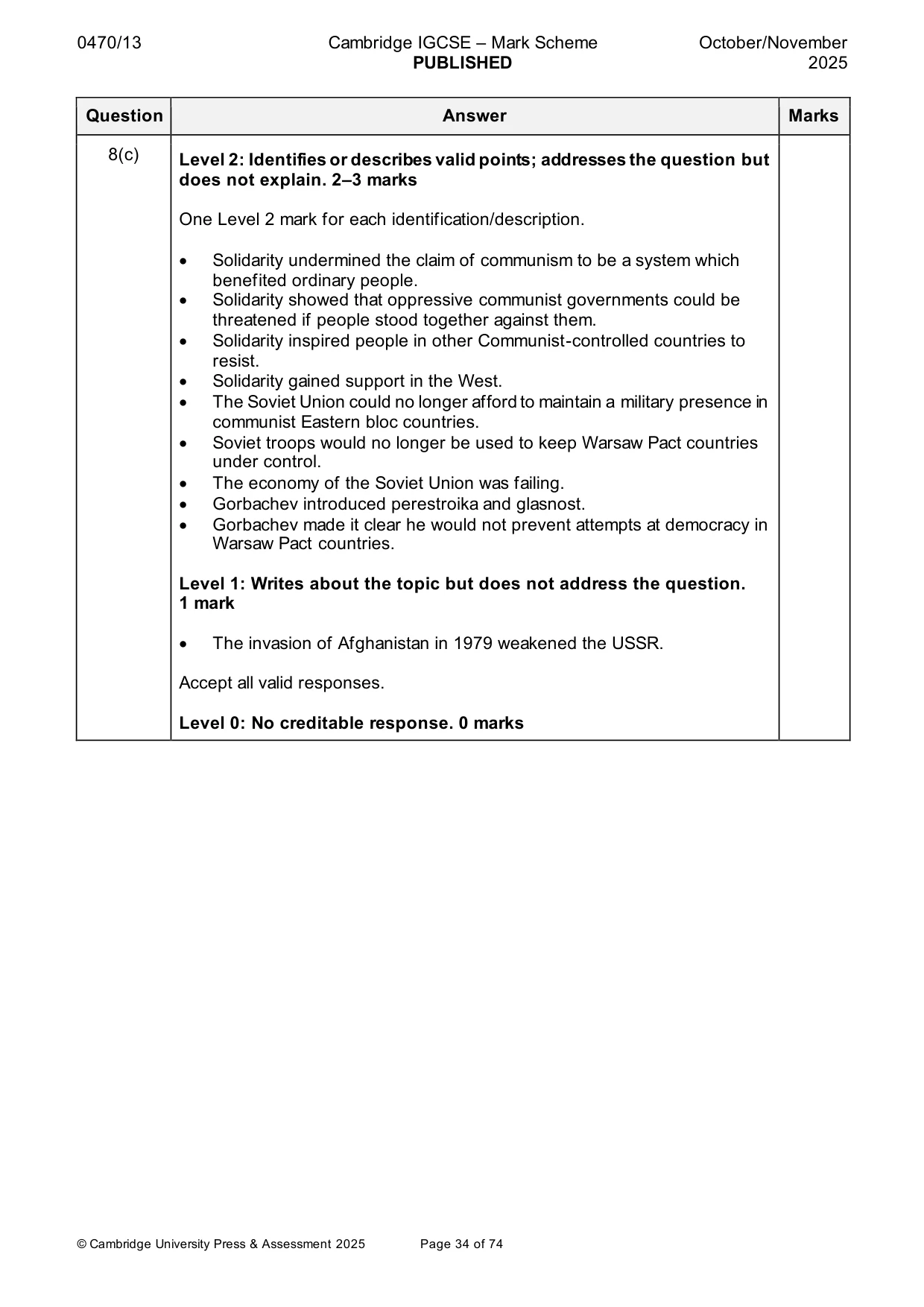 Mark scheme, page 34 of 74
