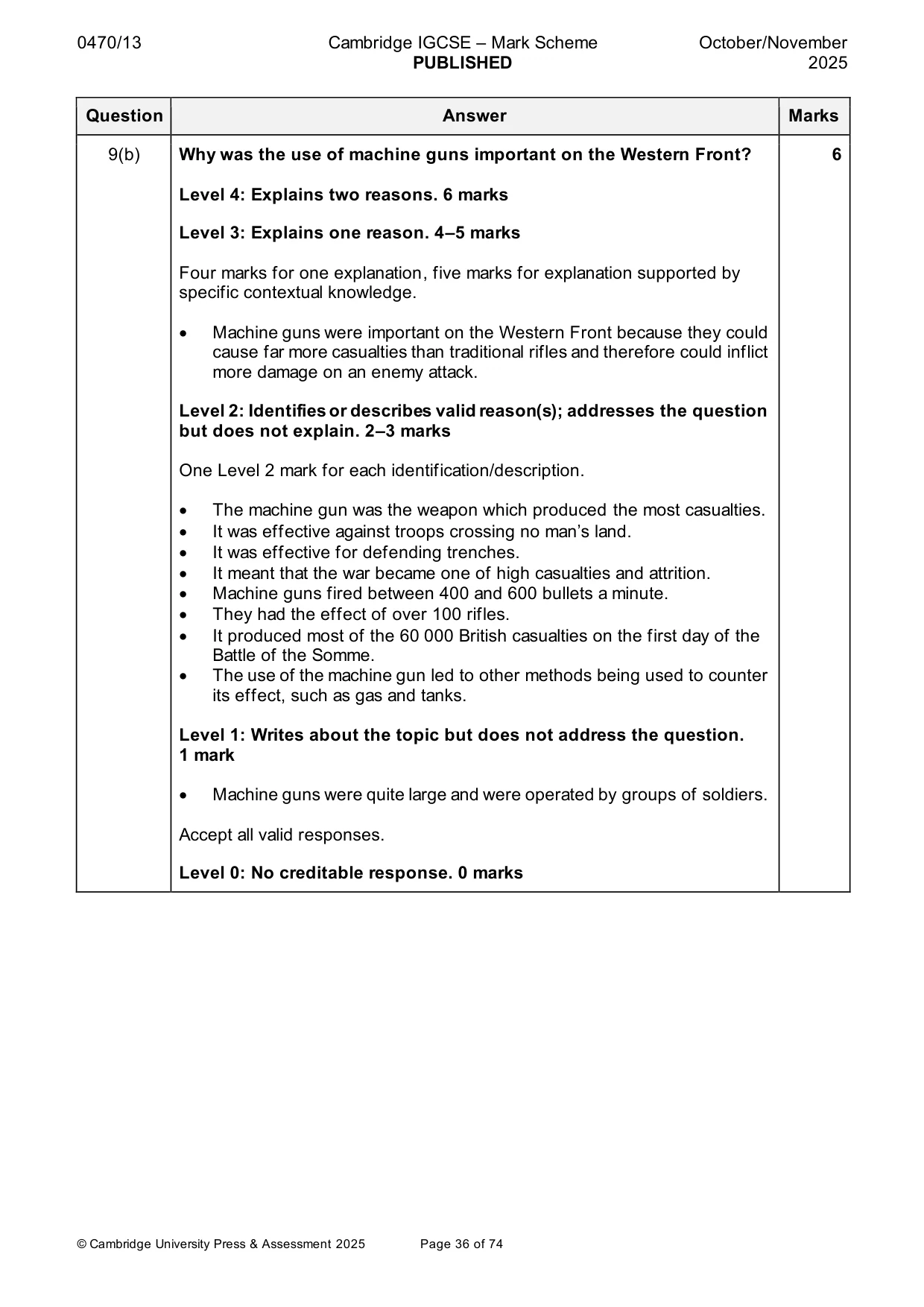 Mark scheme, page 36 of 74