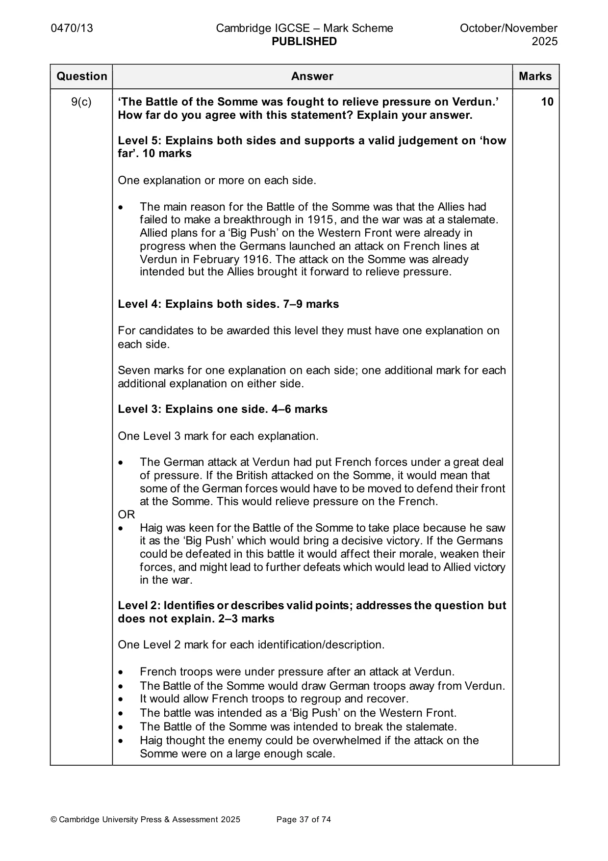 Mark scheme, page 37 of 74