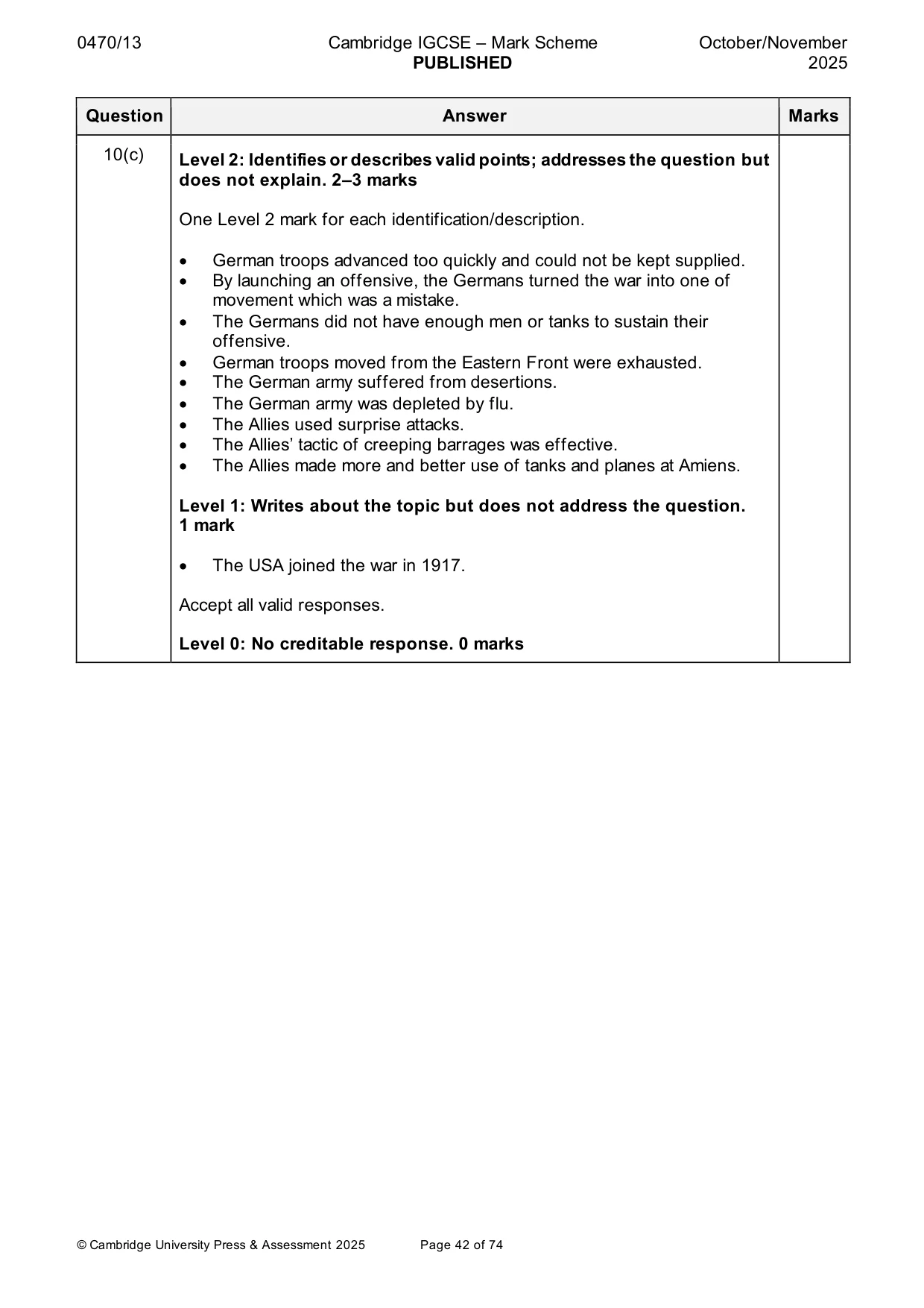 Mark scheme, page 42 of 74