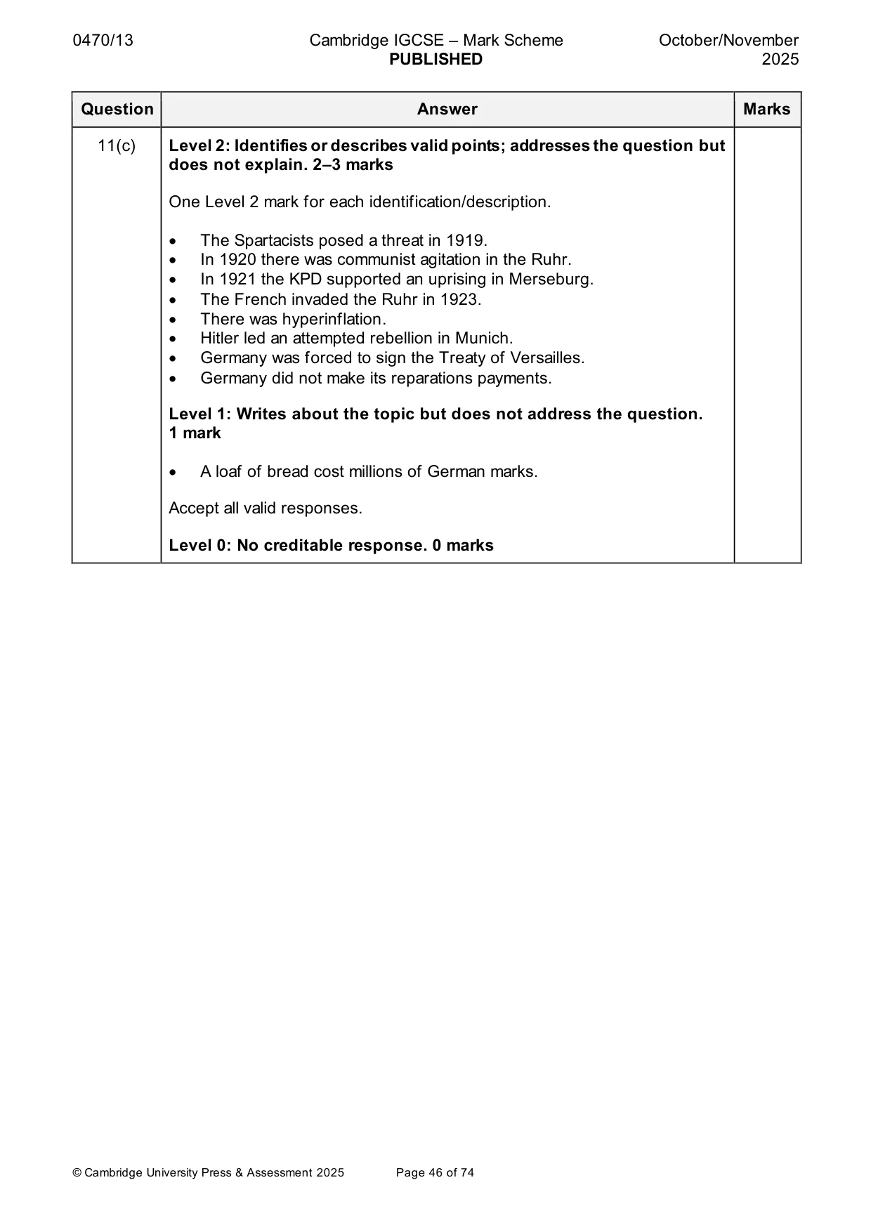 Mark scheme, page 46 of 74