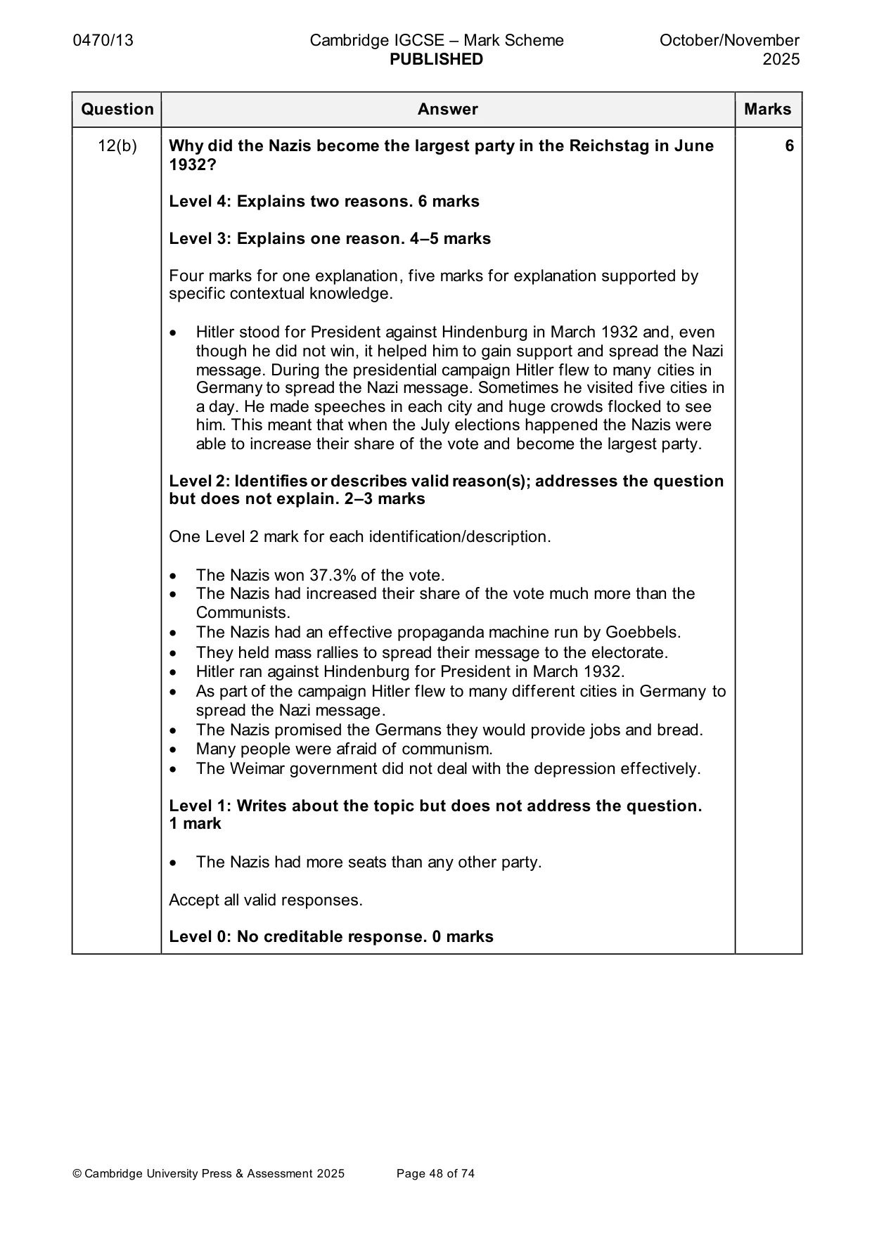 Mark scheme, page 48 of 74