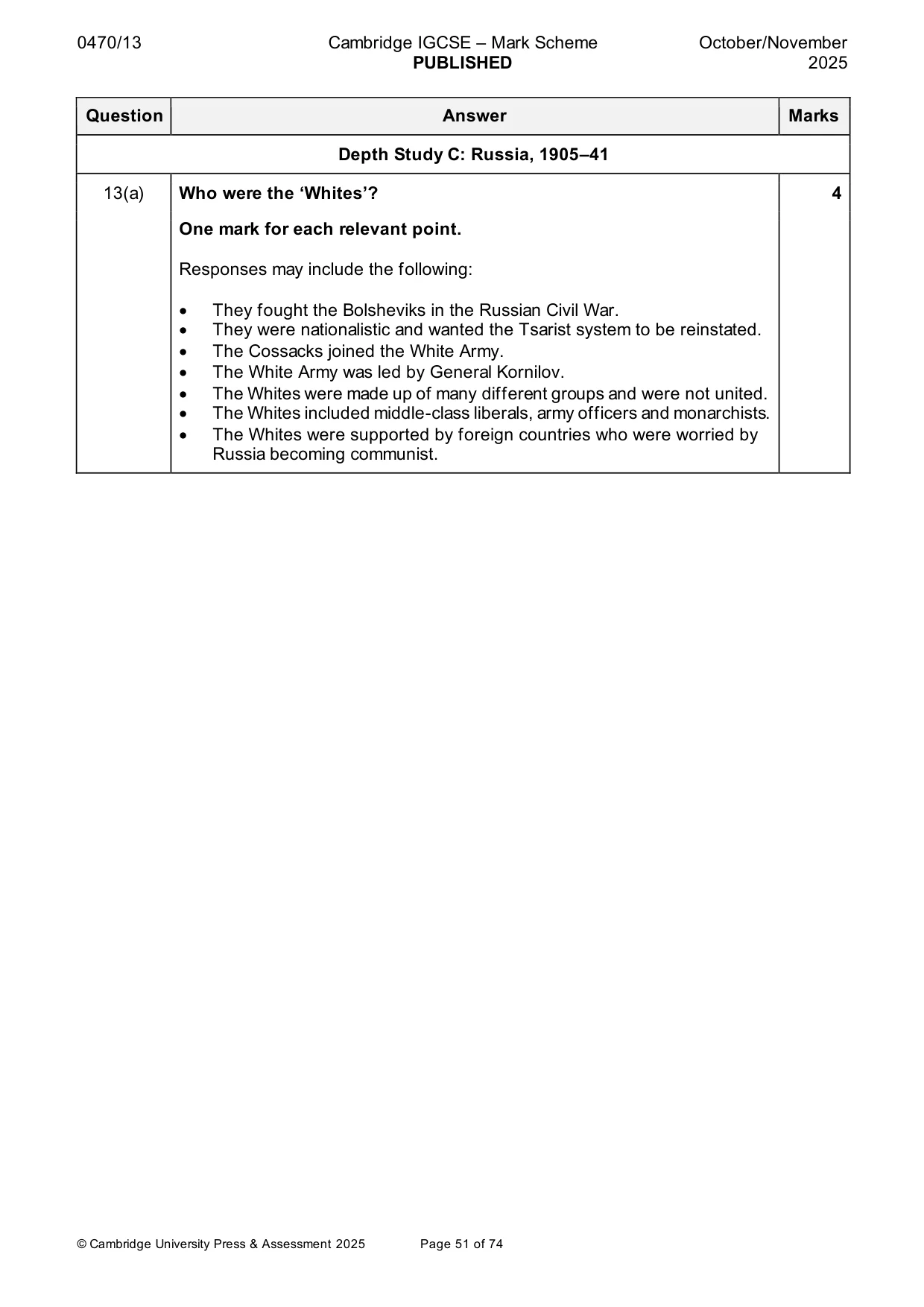 Mark scheme, page 51 of 74