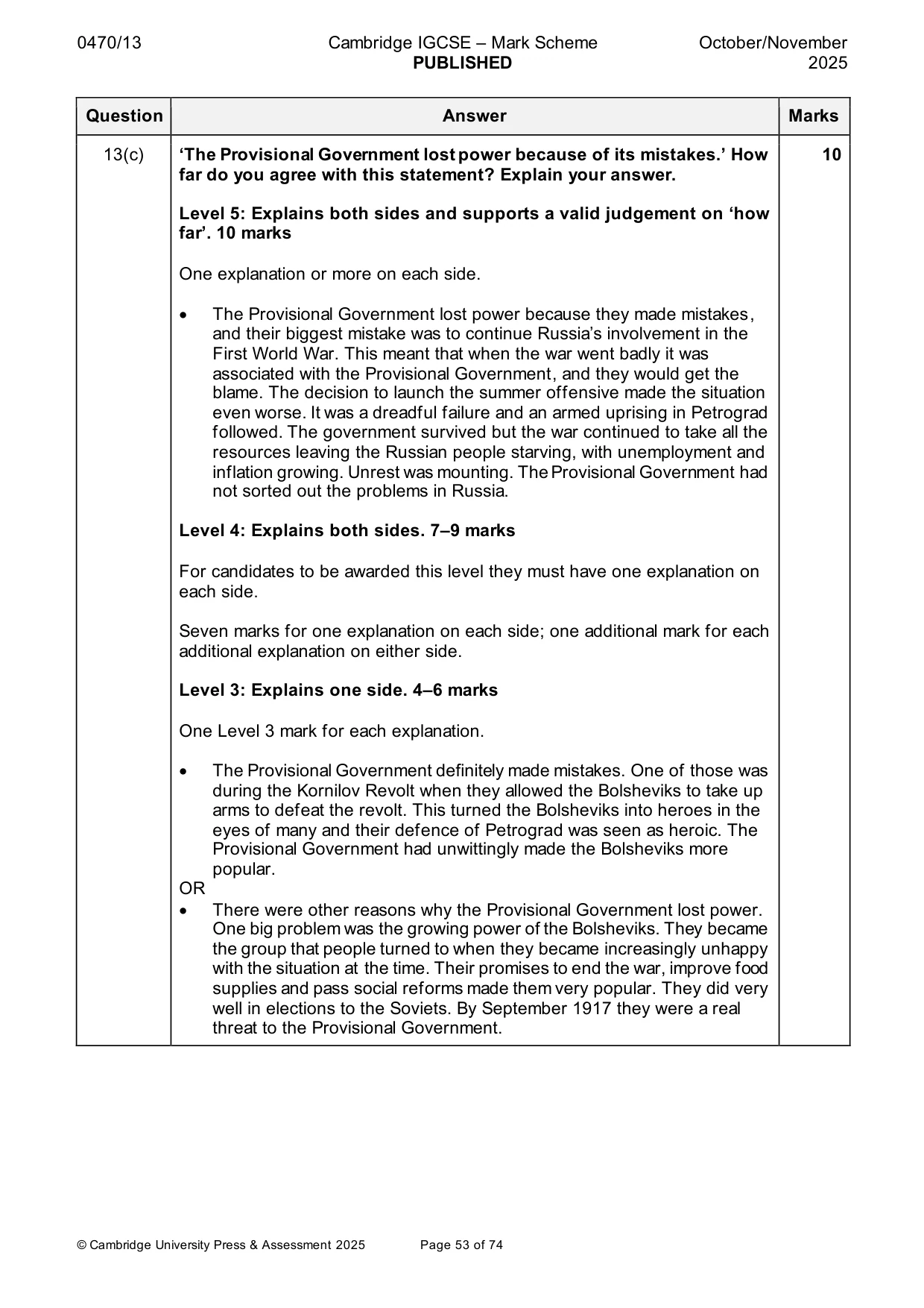 Mark scheme, page 53 of 74