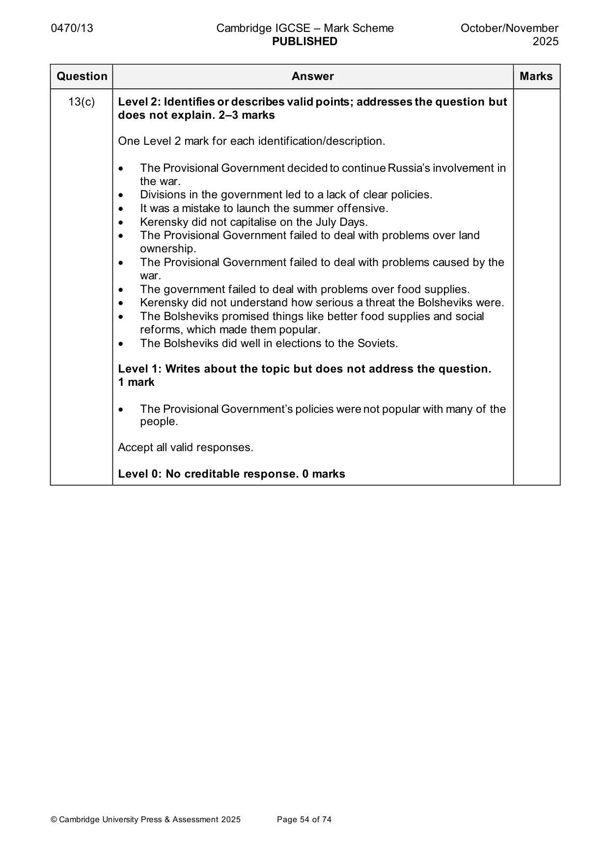 Mark scheme, page 54 of 74