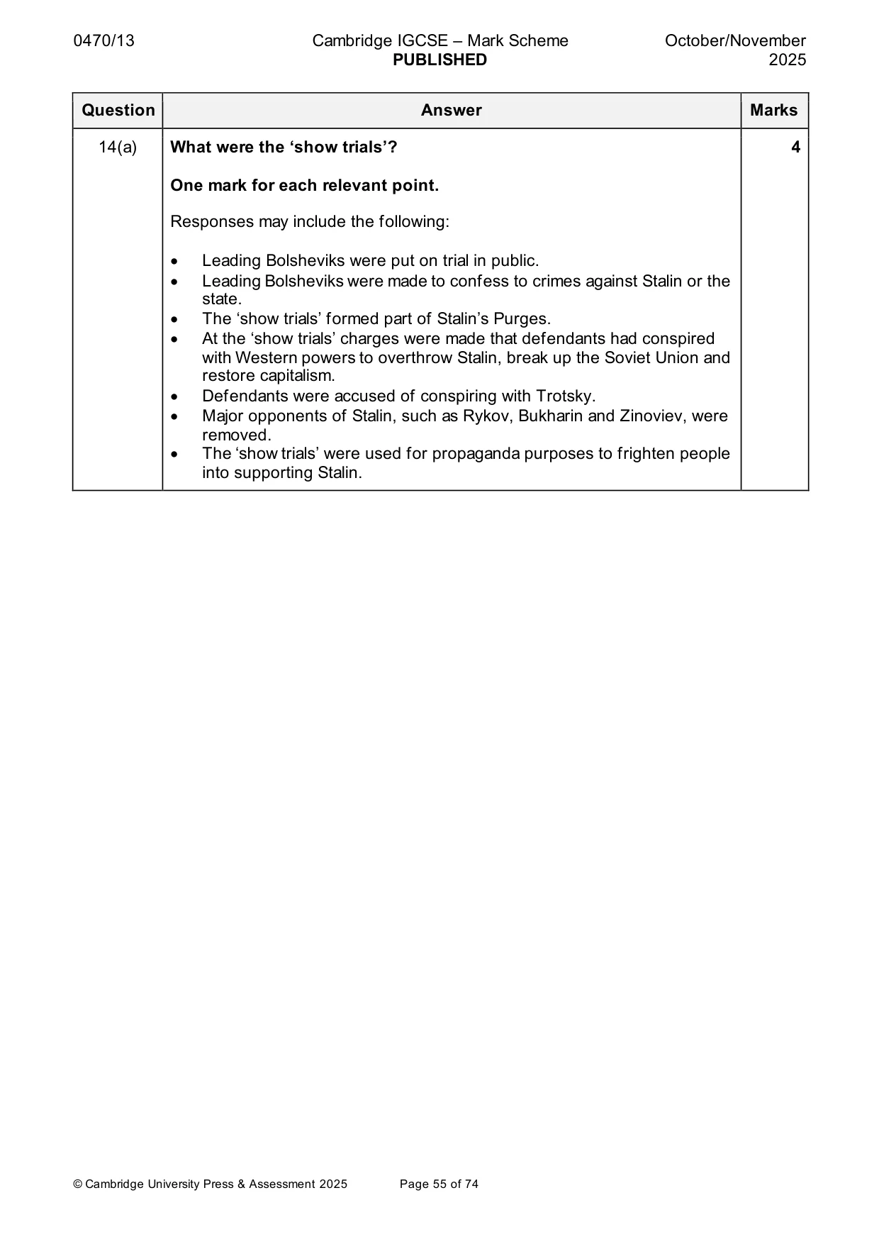 Mark scheme, page 55 of 74