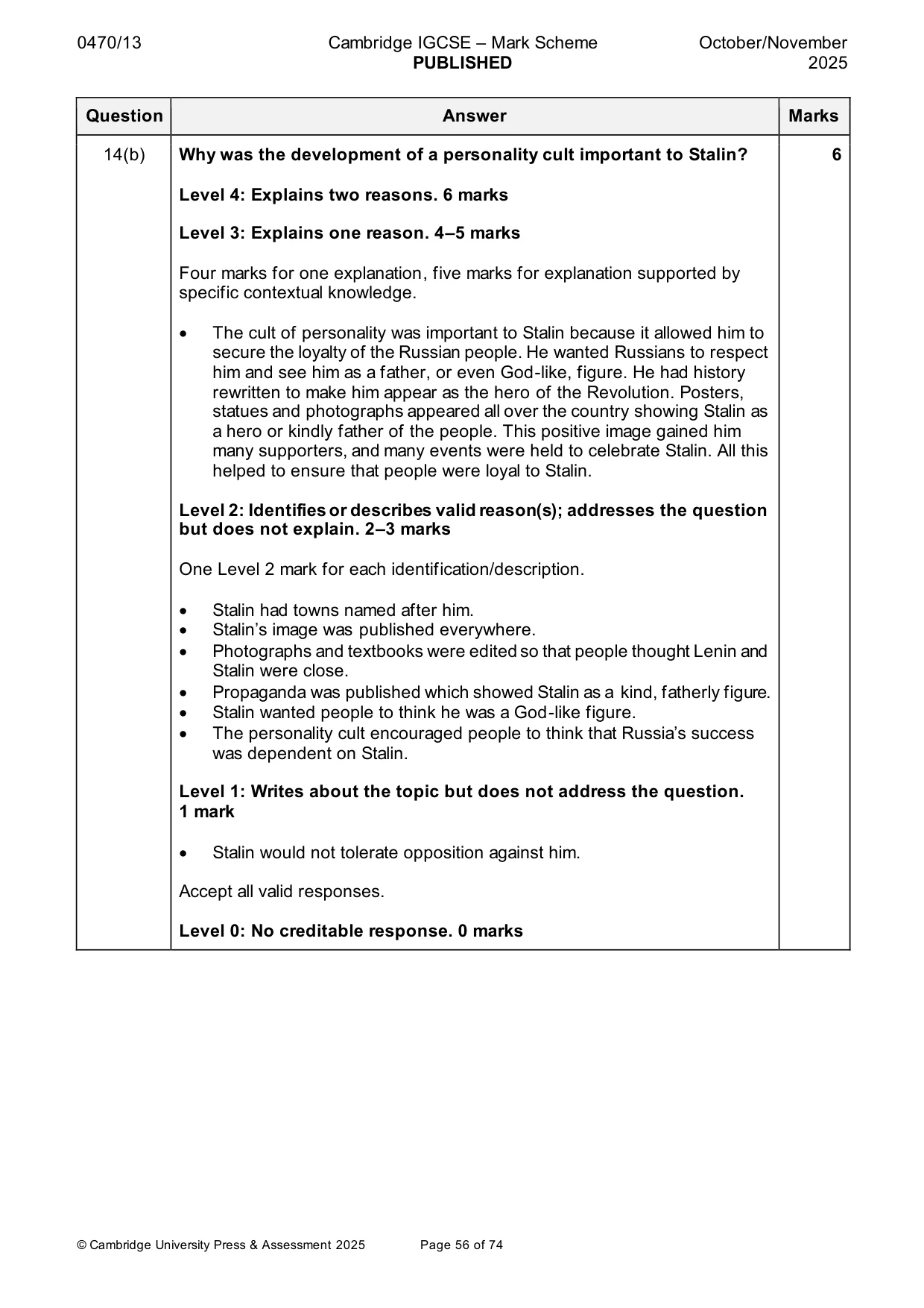 Mark scheme, page 56 of 74