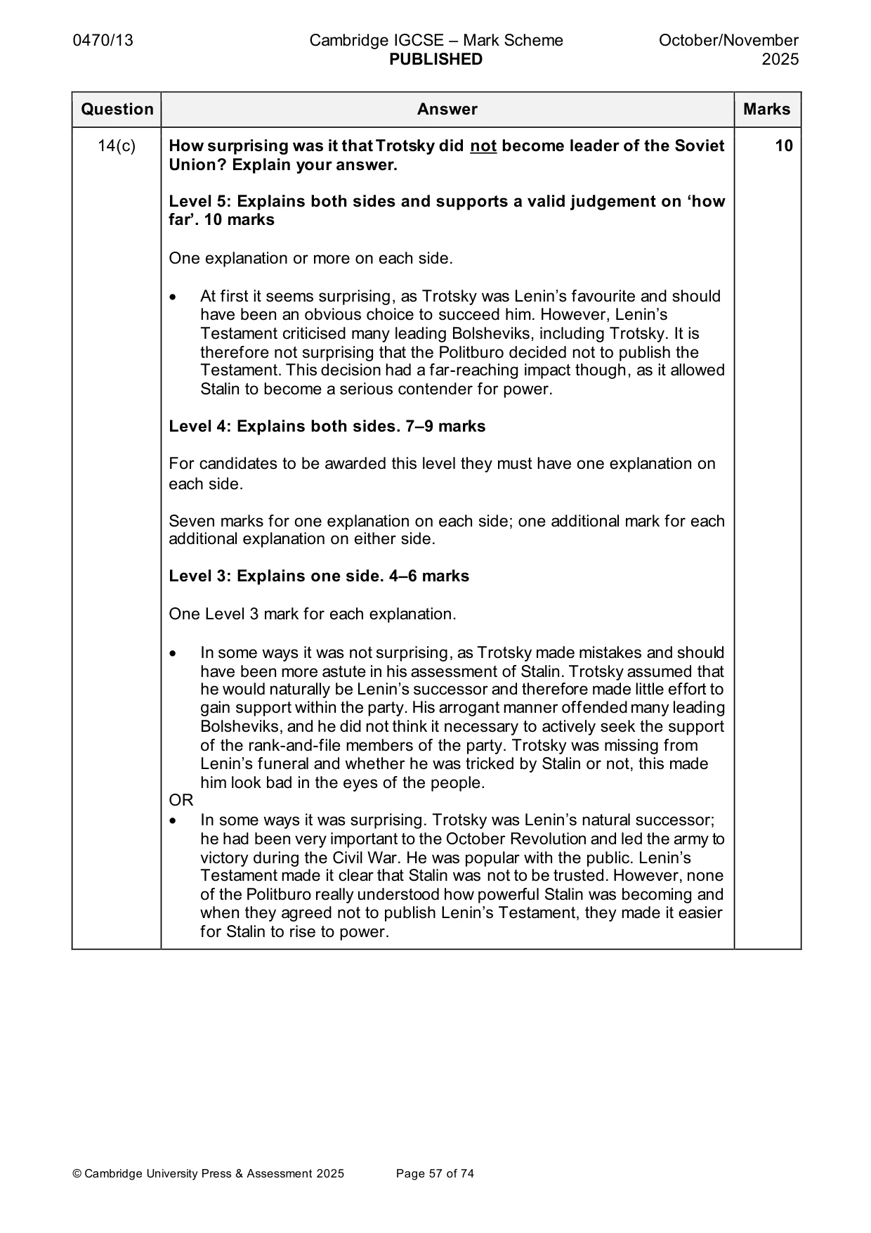 Mark scheme, page 57 of 74