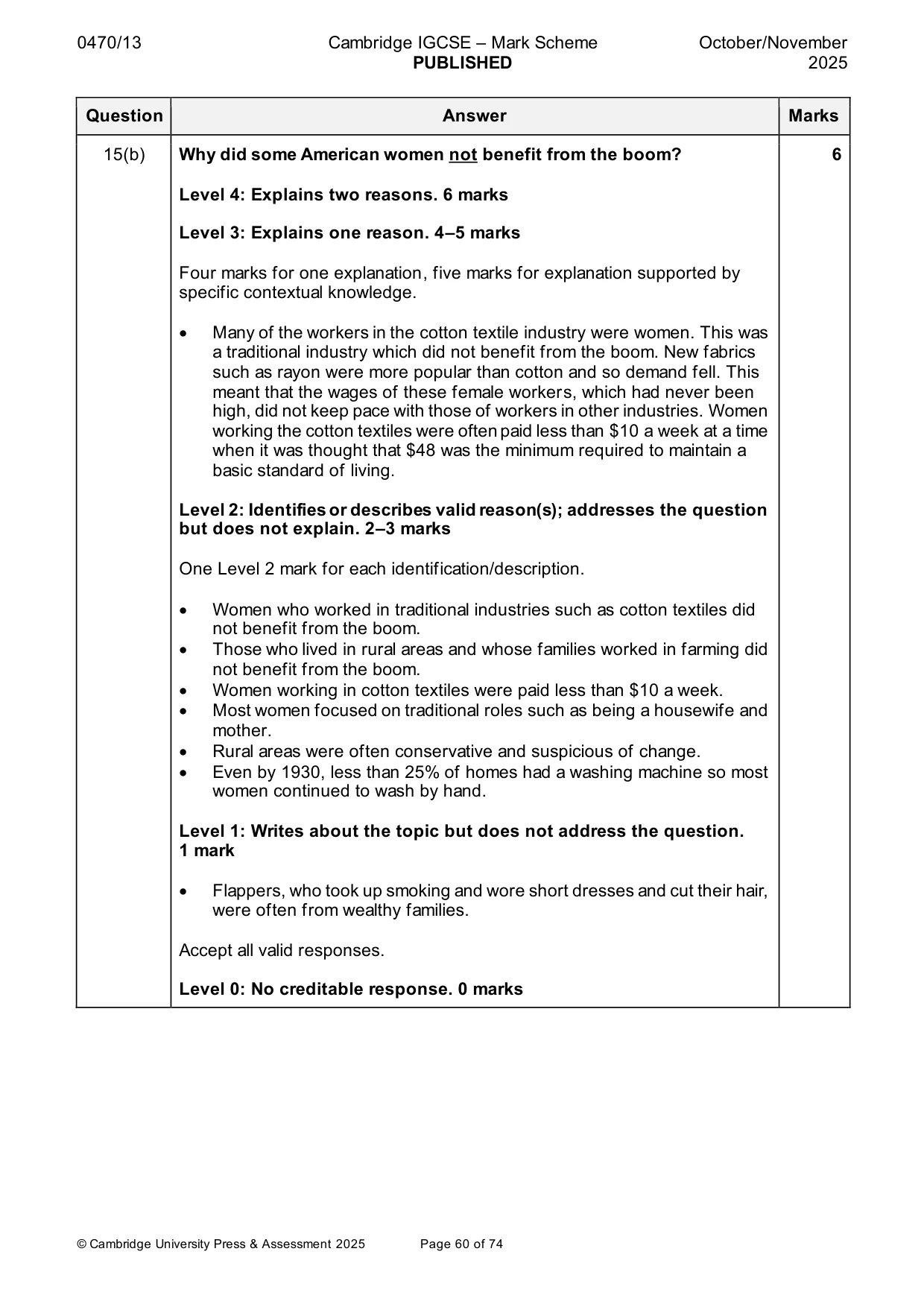 Mark scheme, page 60 of 74