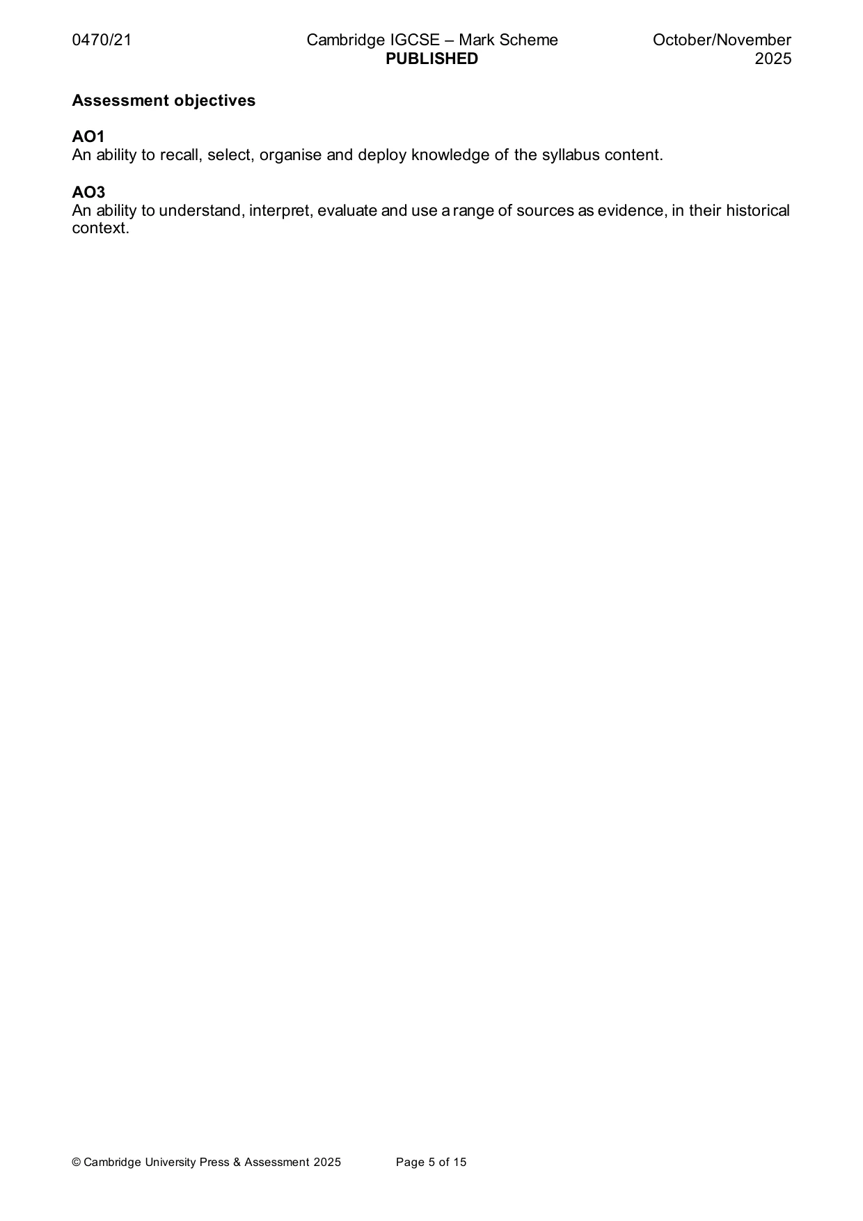 Mark scheme, page 5 of 15